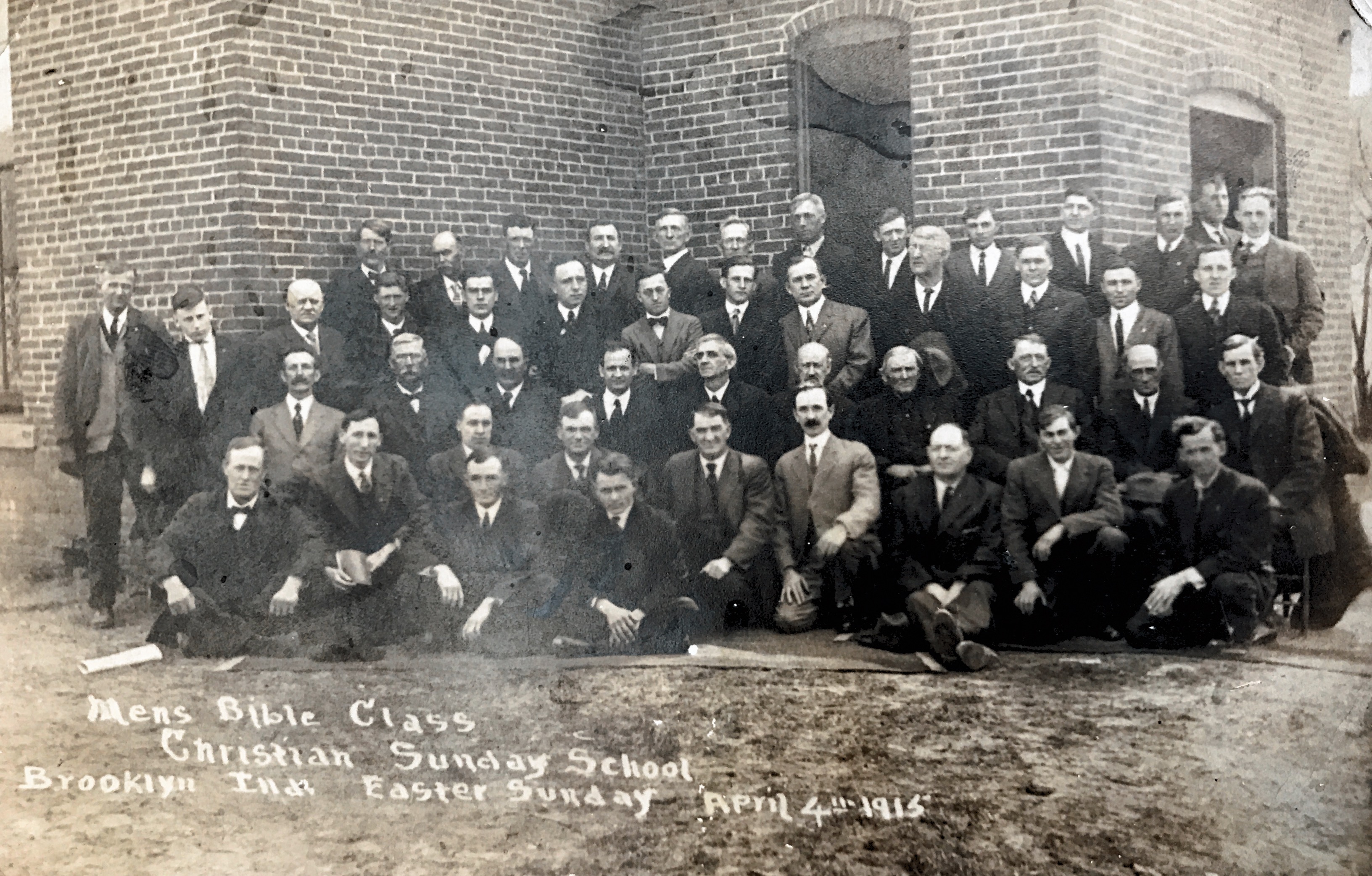 1915 Mens Bible Class Christian Sunday School-Brooklyn IN.Easter Sunday-Easter Sunday April 4th 1915