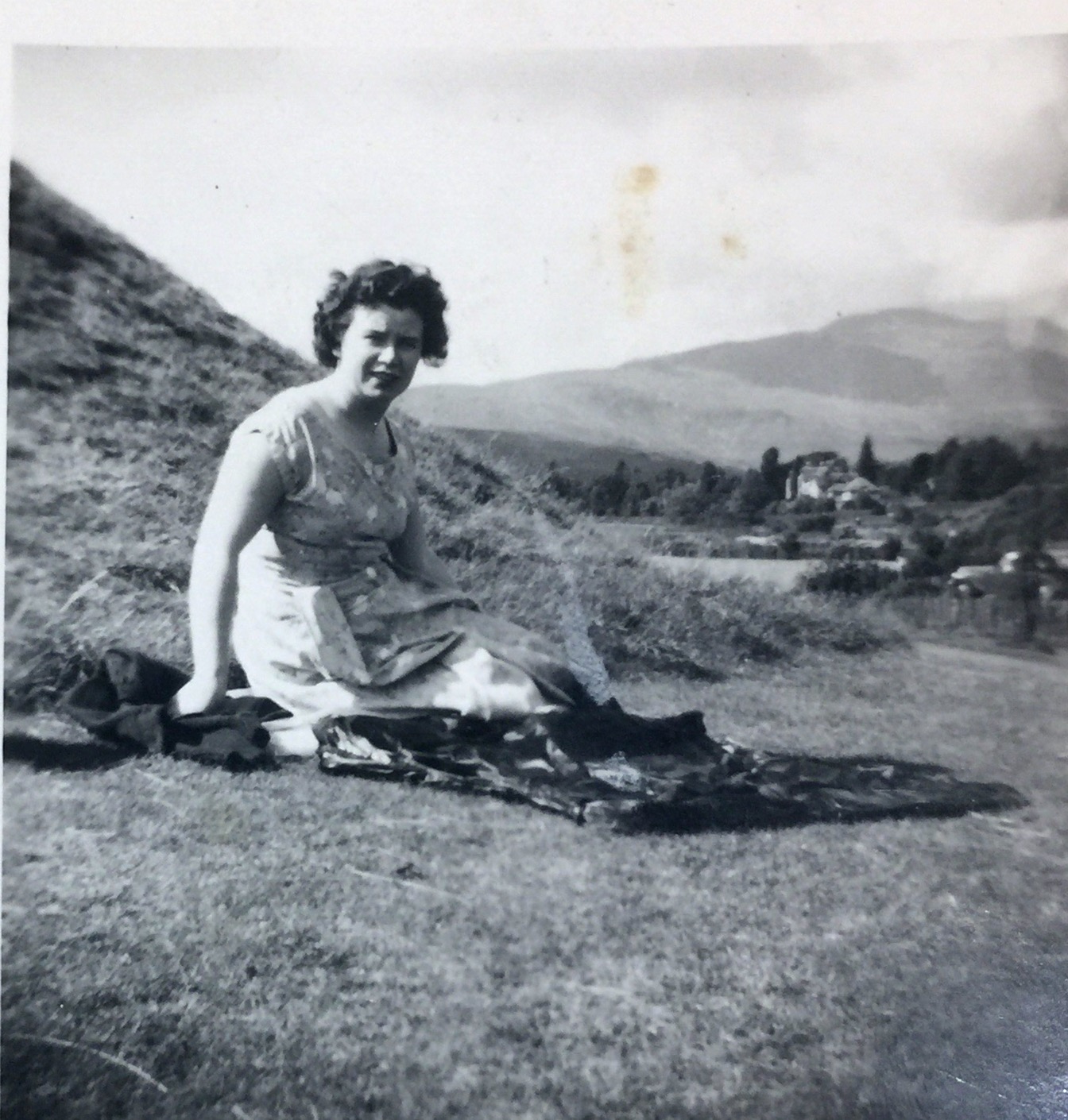 My late mother Janet (1932-2007) taking it easy in the hills of her native Scotland. 1950.