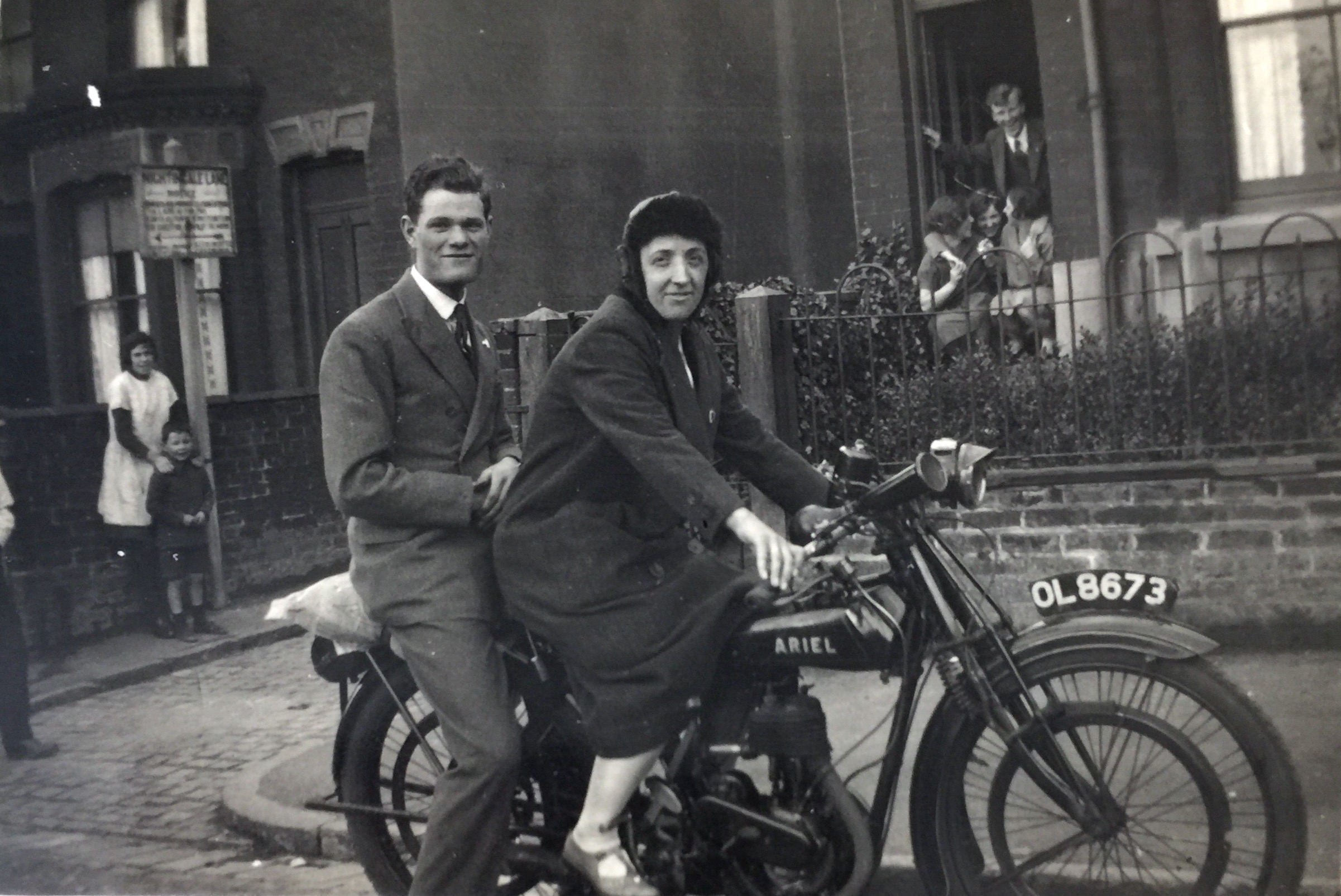 Born to be wild ! Taking the bike for a spin in London, England. 1930.