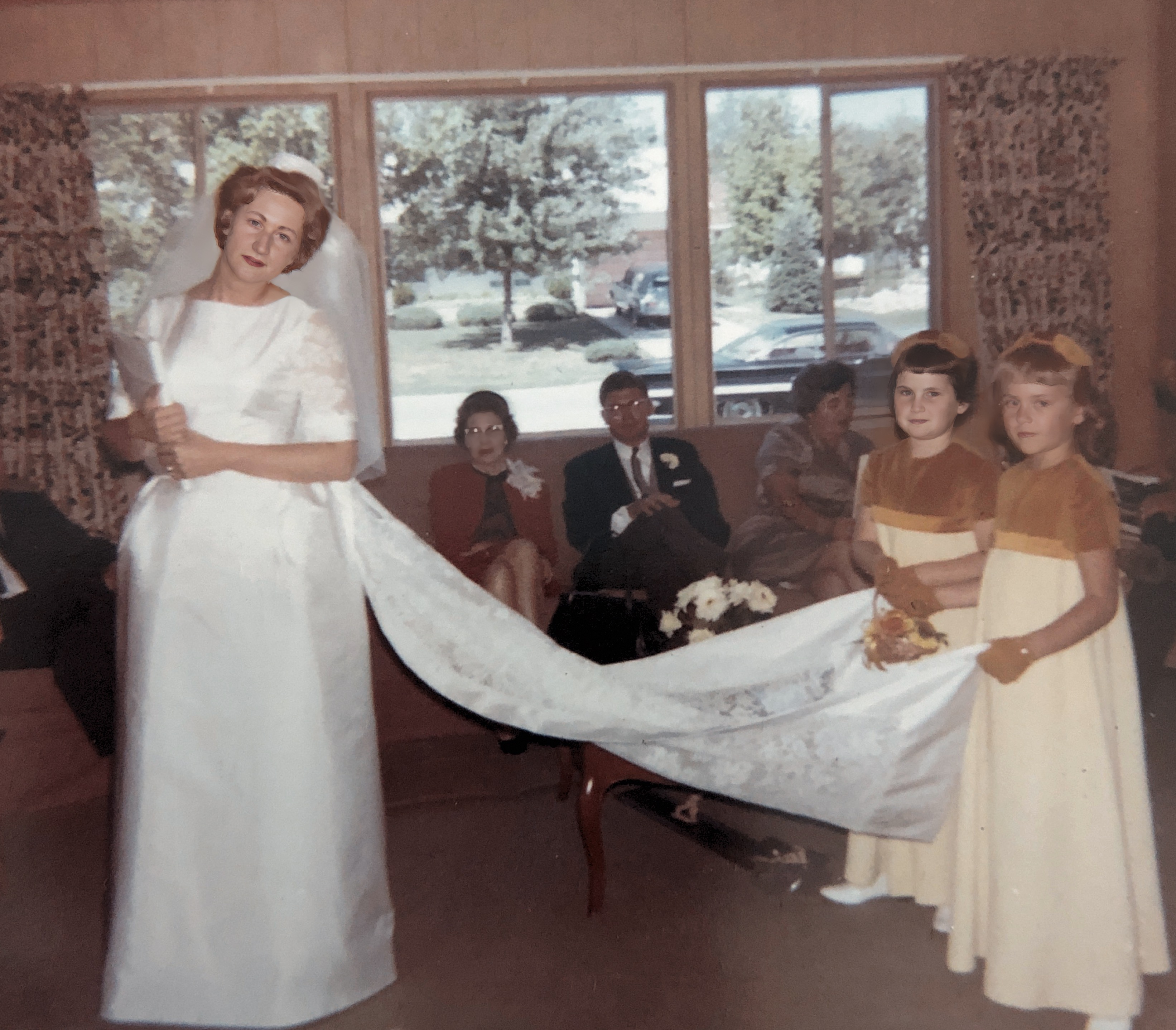 Aunt Kathy Kelbley with her flower girls Anne Kelbley on the right September 1964