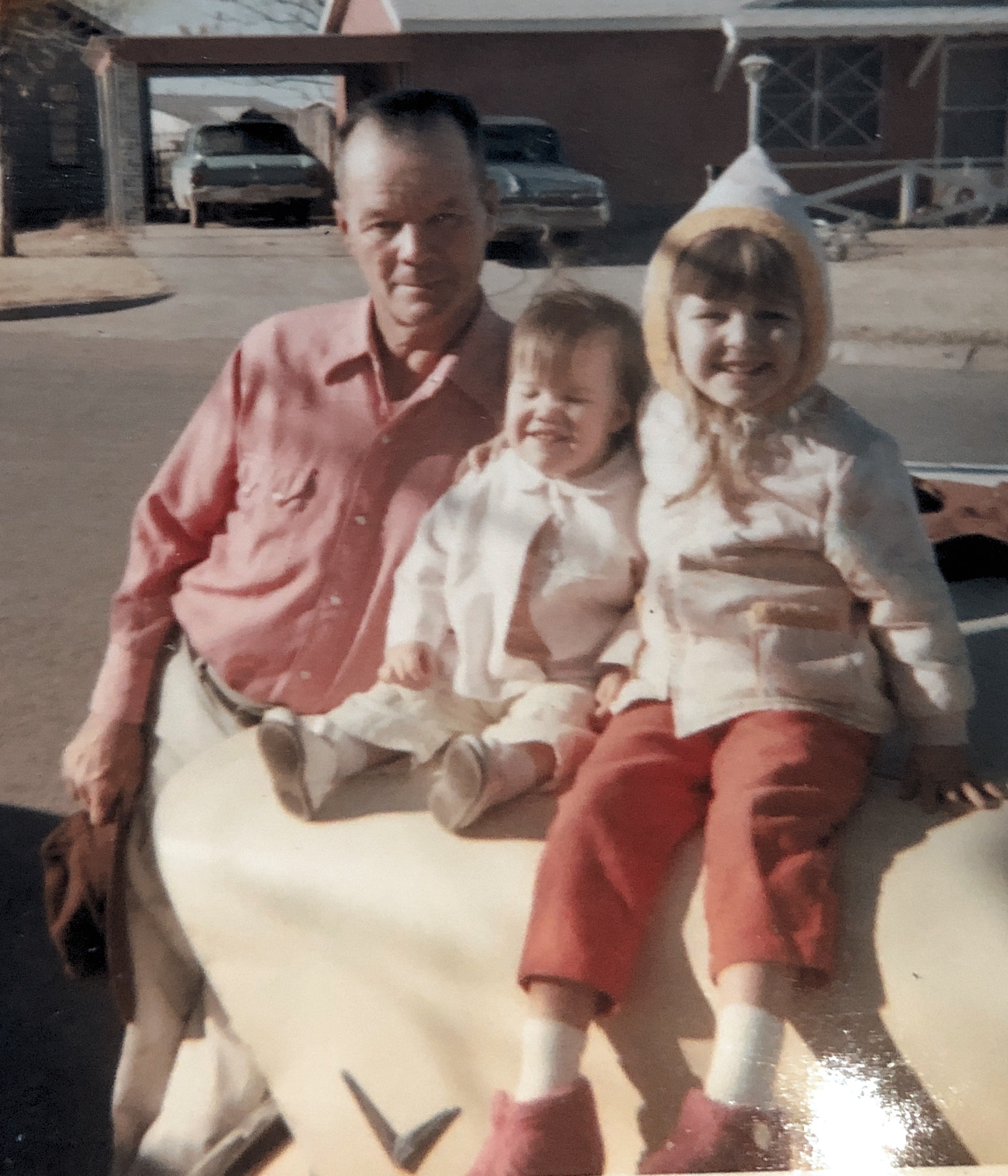 April 1968 - Tanbark Lane? , W.F.  TX
Grandpa Earl Eugene Robertson
Tammy Lyn - 4 yr 5 mo
Stephanie Ann - 1 yr 5 mo