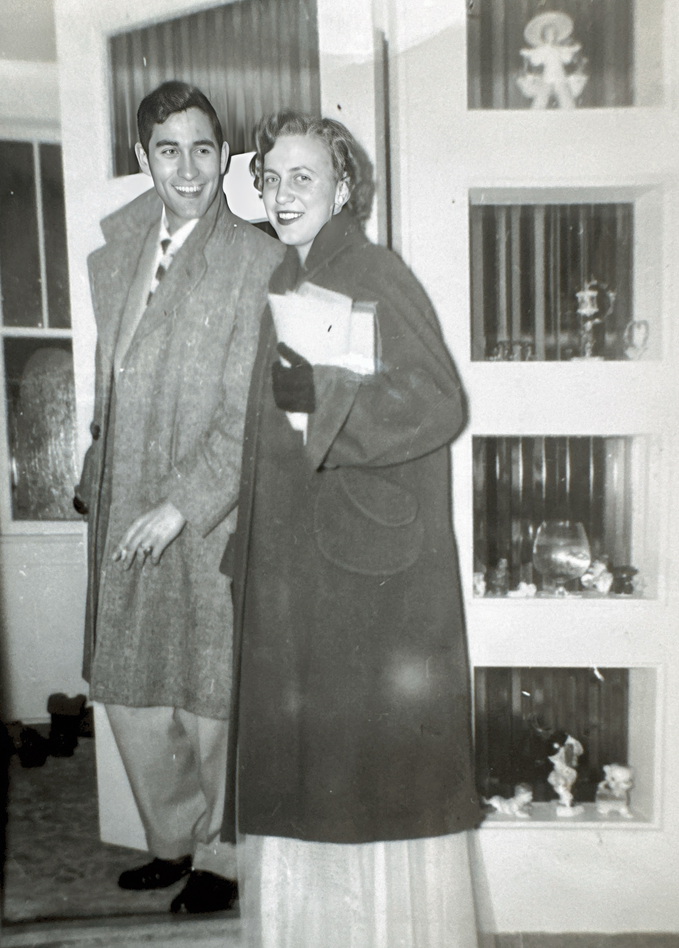 Mom, Naudean Maas, is going to a formal dance with Paul Rozowski.  Paul is Patti Rozowski’s dad. 1948 I think. Because Paul did not dance, and dance was mom‘s passion, they ended up breaking up. Mom danced the fast songs much of her time with Marsh Liebert. She said she had seven boyfriends that broke up with her because she loved to dance so much and they didn’t😉