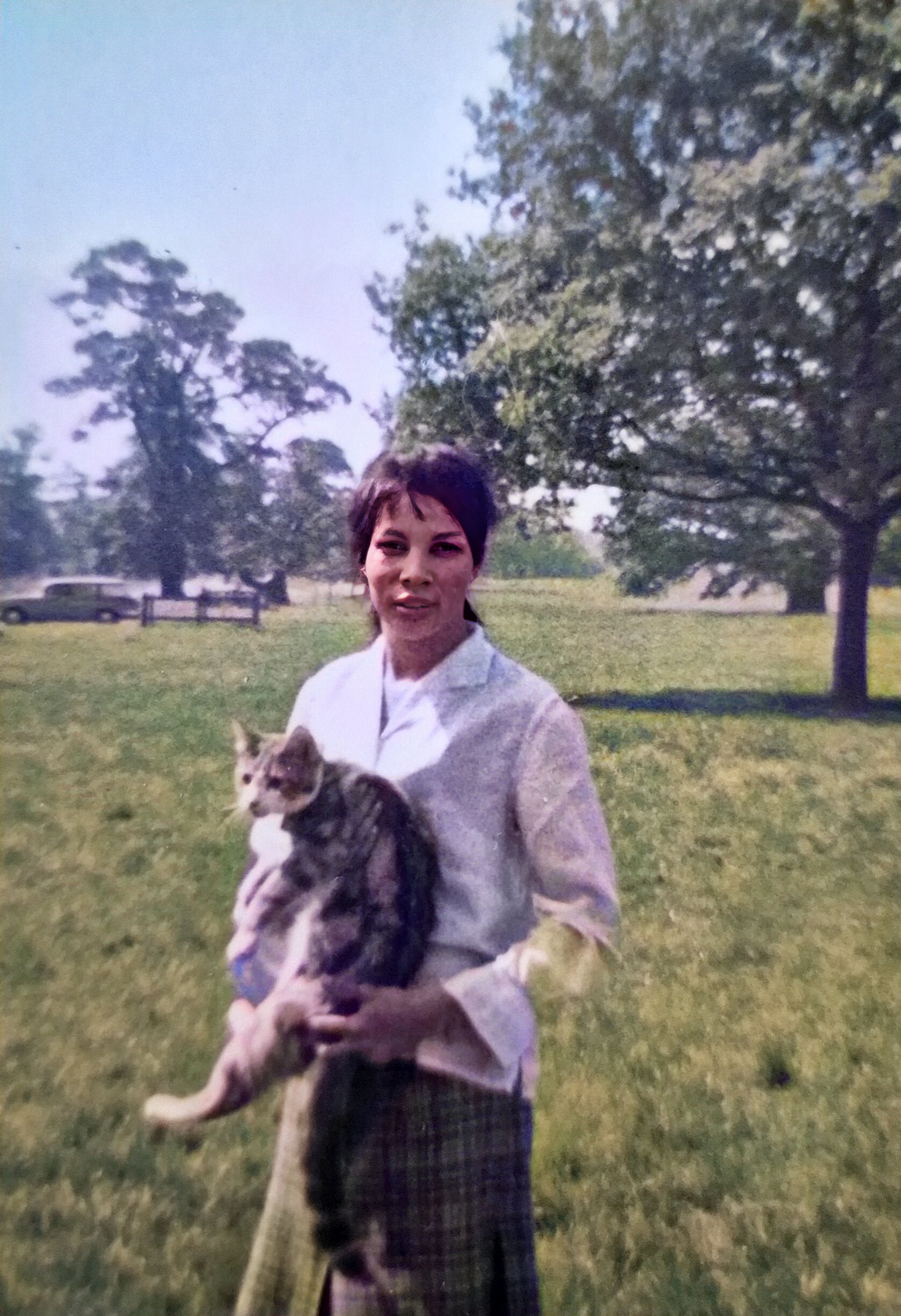 Mum 1960s with Ascot the cat