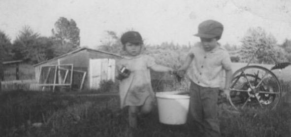 My brother and I after picking blueberries. 1953. Beth and Albert Colson