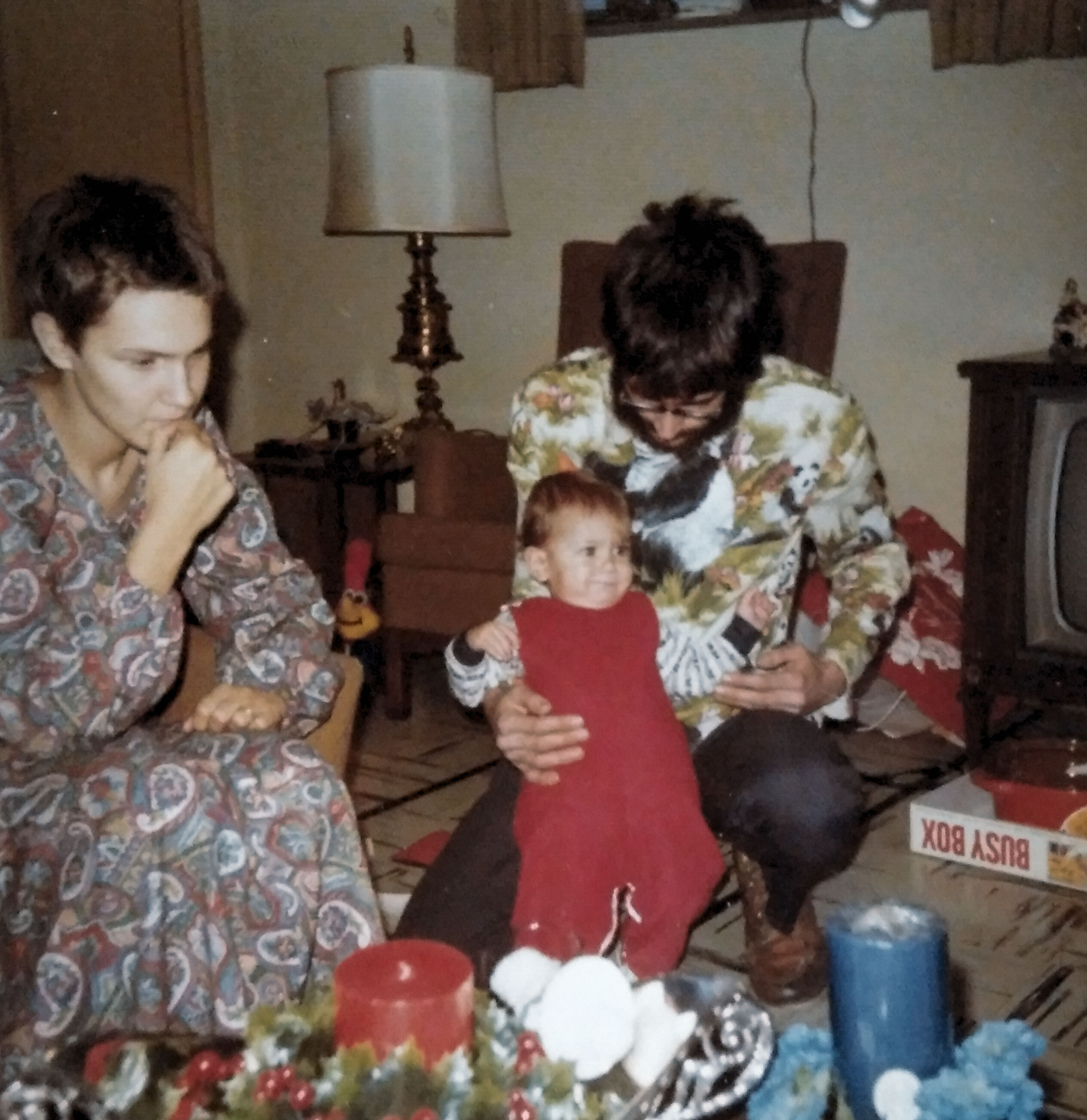 Christmas 1973 at Betsy s parents house. Betsy, homemade dress. Bob, Neru panda jacket that he sewed himself
Troy, 11 months old