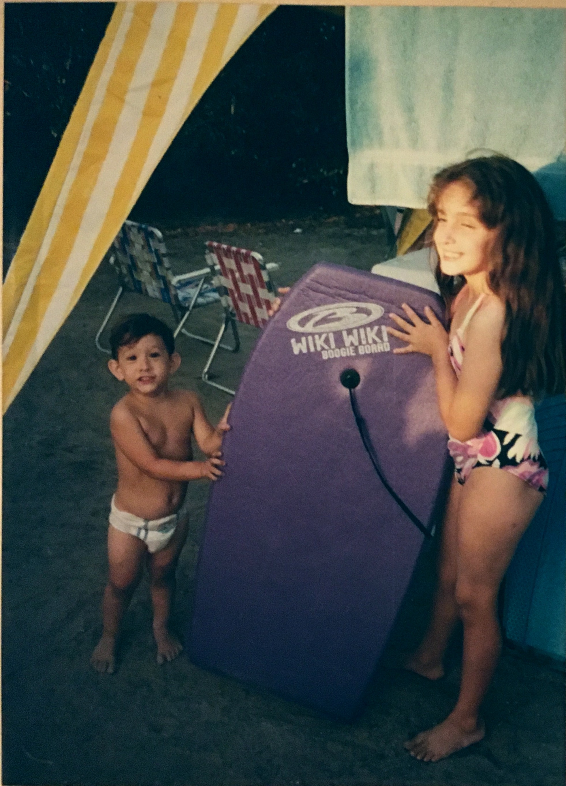 Surf's up! Matthew and Carolyn Rodriguez, c. 1995, Carlsbad, California 