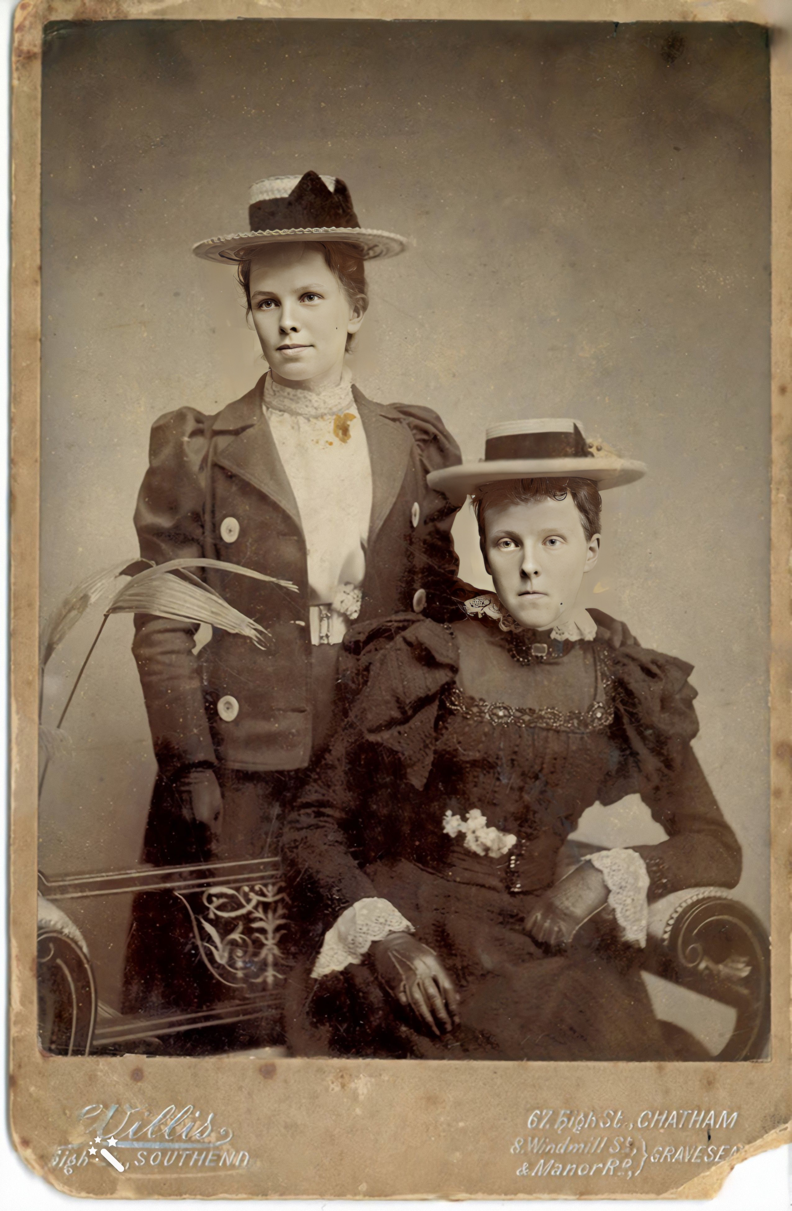 Mary and Ethel Heath on holiday Southend. Circa 1900