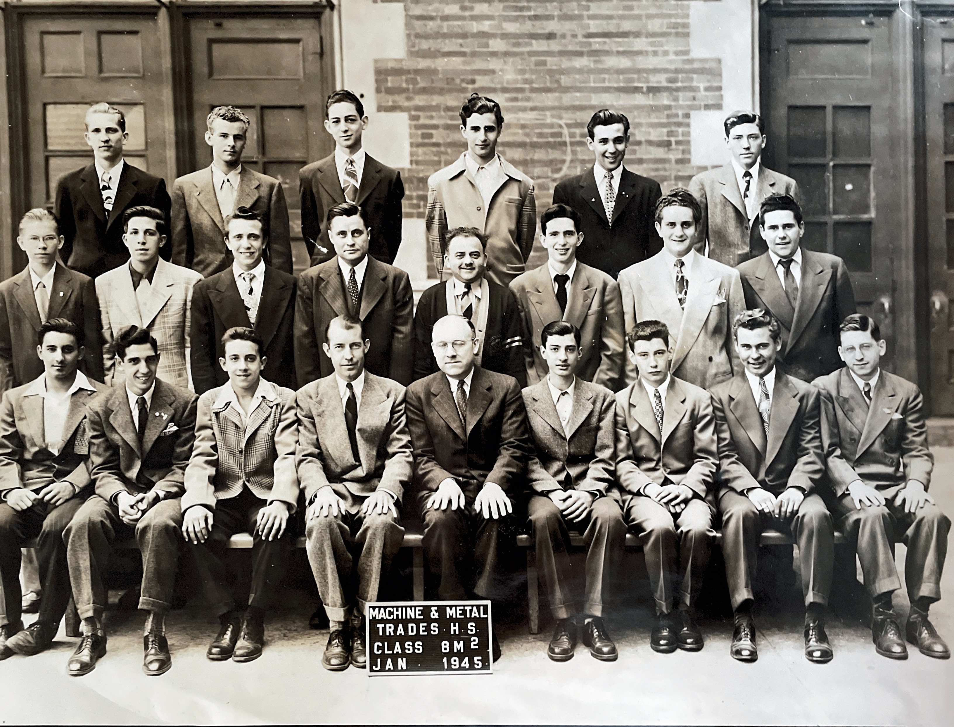 Bill Cymbala second from right front row January 1945.  Senior year of high school
