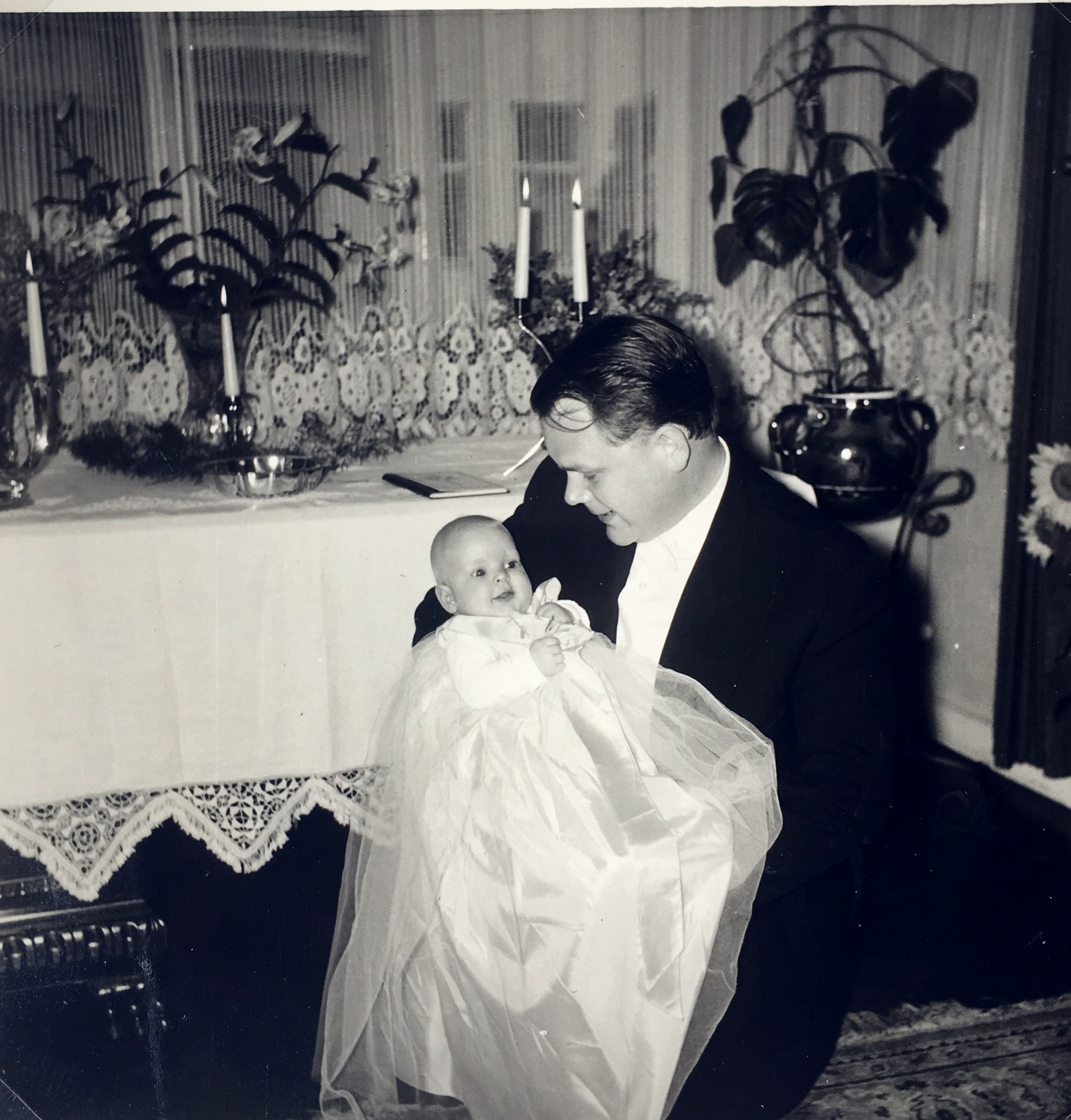 My Dad and I on my baptism, Bremen, Germany 1959.