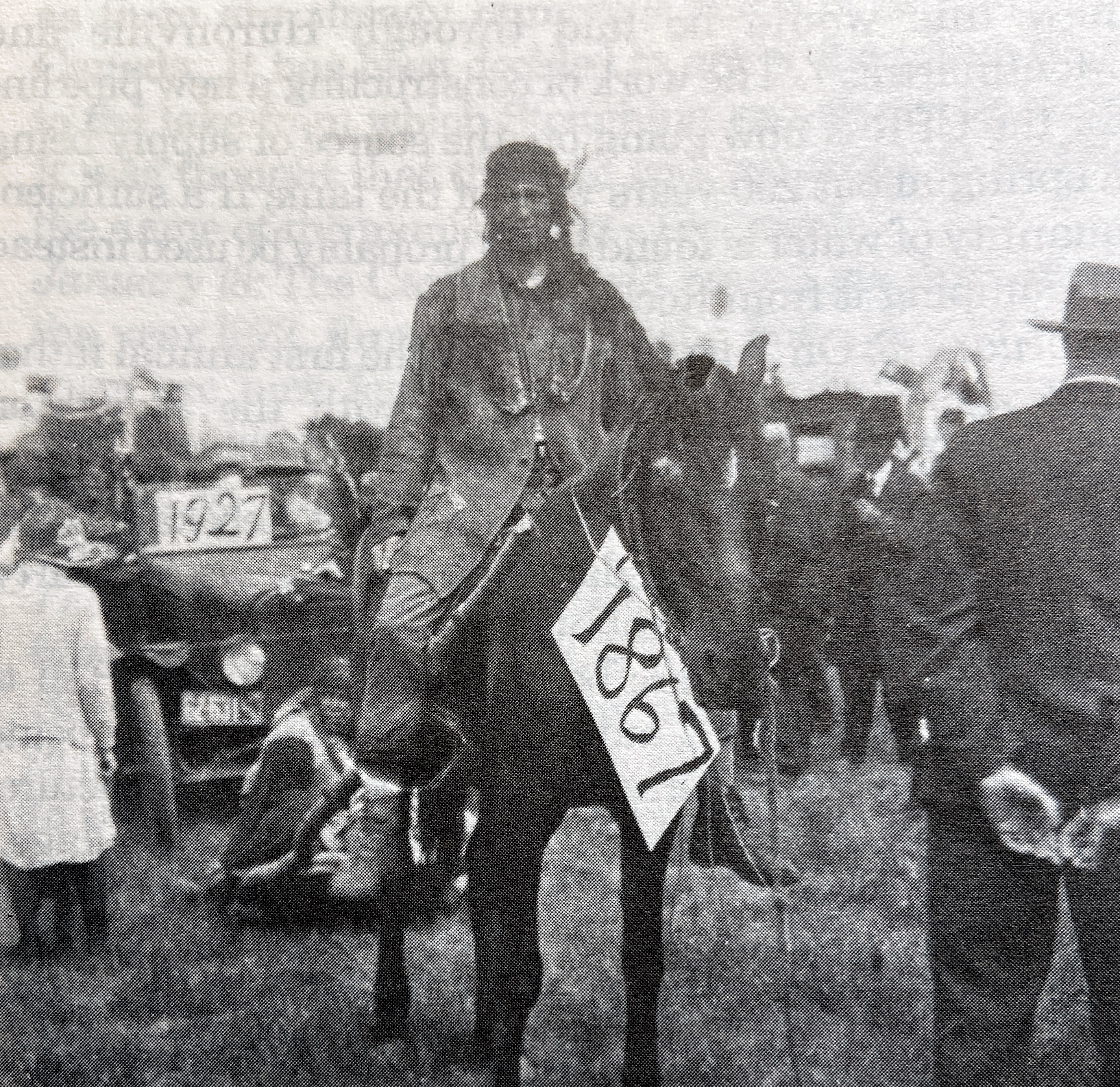 Diamond Jubilee of Confederation July 1, 1927: Frank Booth on horseback pulling travois.