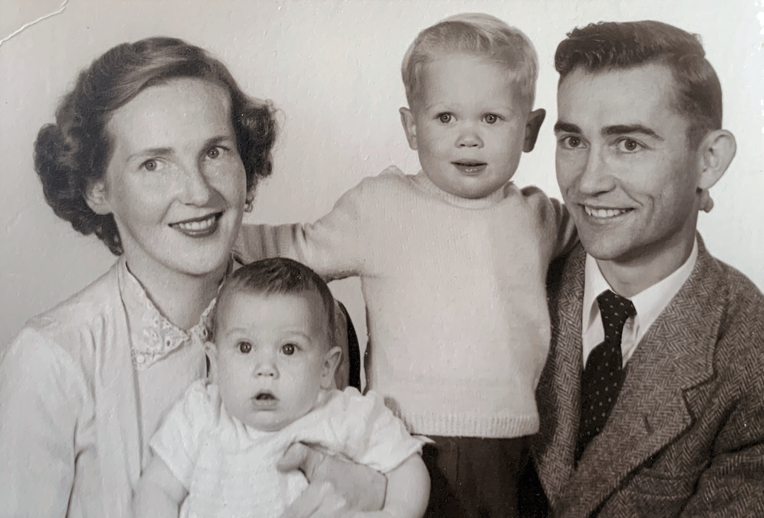 Mum (Miriam) Peter (baby) Paul (toddler) Dad (Howard Wilson) 1954