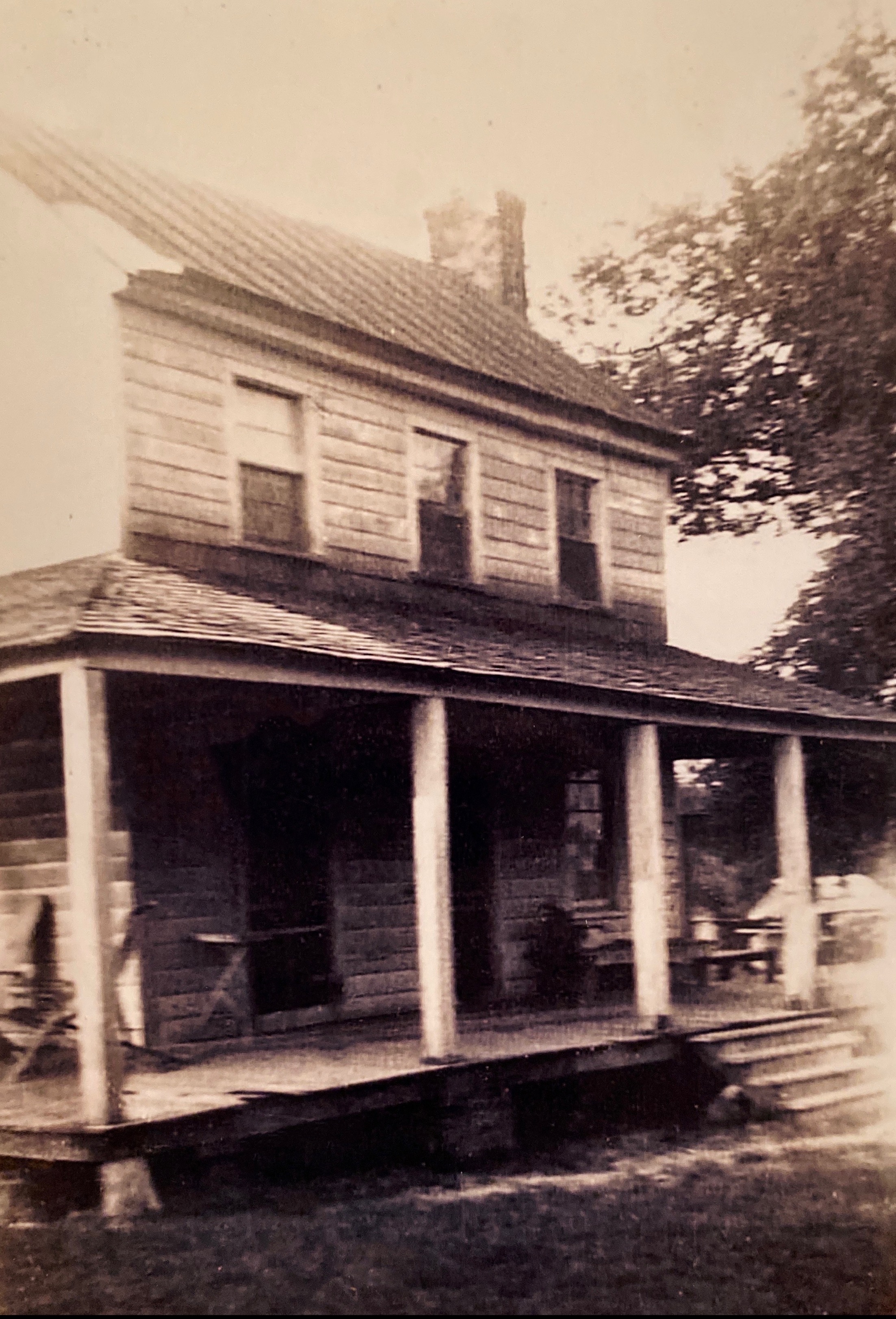 Home of Peter Forbes Carraway, father of Olive Carraway Bacon who was born and raised in this house. The house was probably built in the mid to late 19th century. Picture was taken in the 1930s