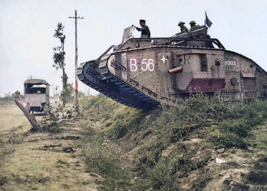 Mk V British tank during the hundred days offense August 8, 1918