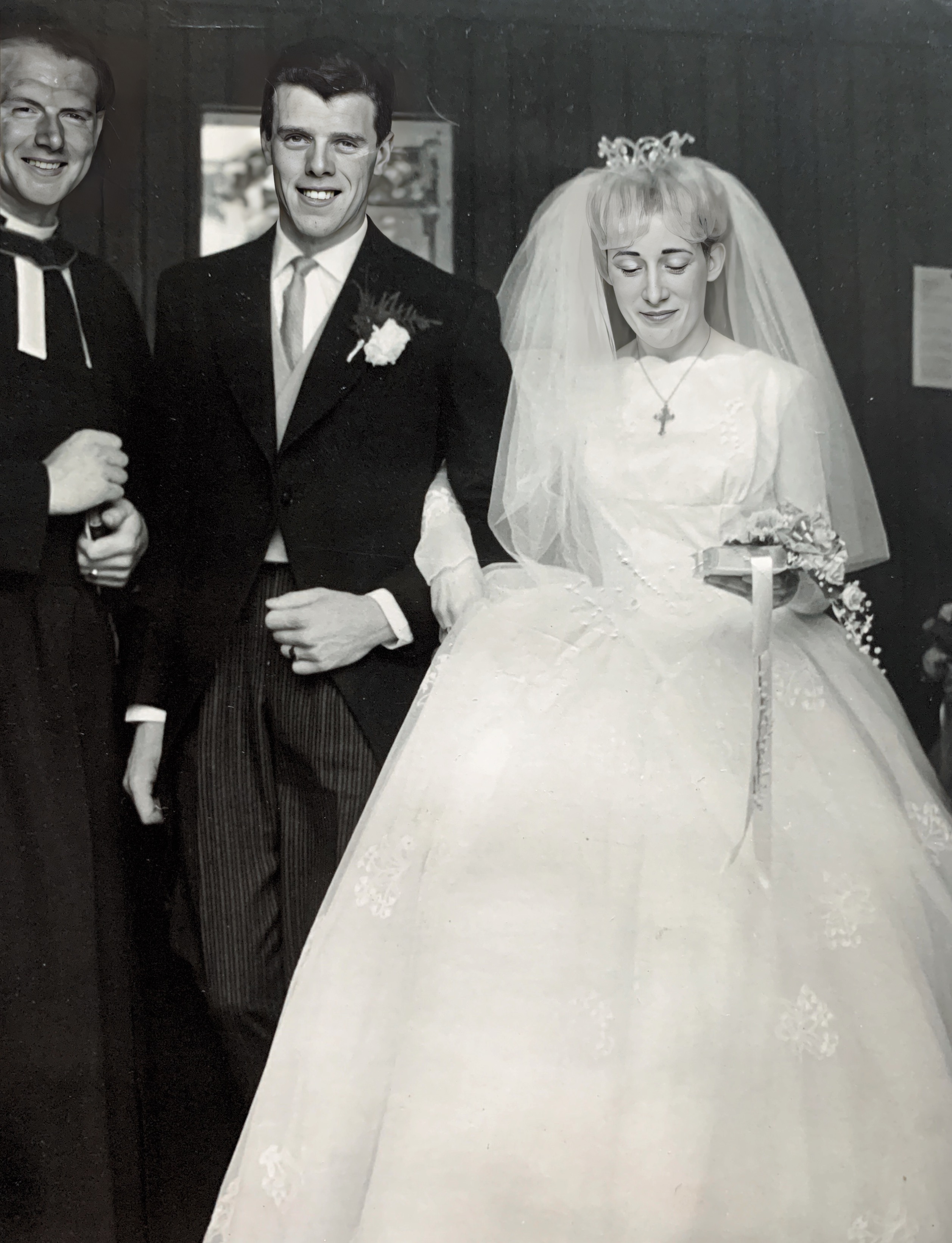 Wedding day of Charles and Eleanor 15th June 1963 at Brightons Parish Church service by the Reverend A Stewart.
