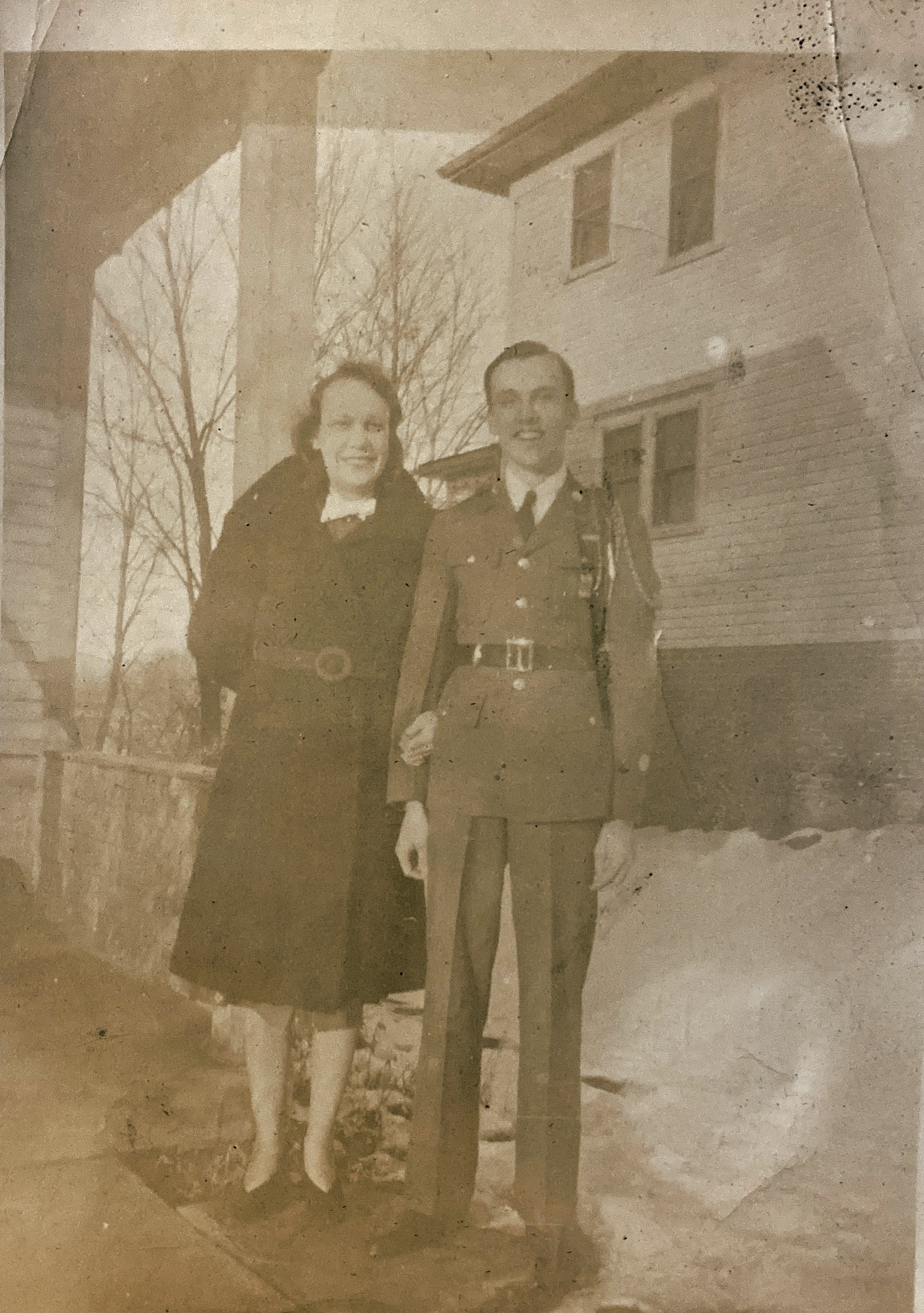 Myra Queen with her brother Allen in his ROTC uniform in the 1940’s. He was a sgt. 
