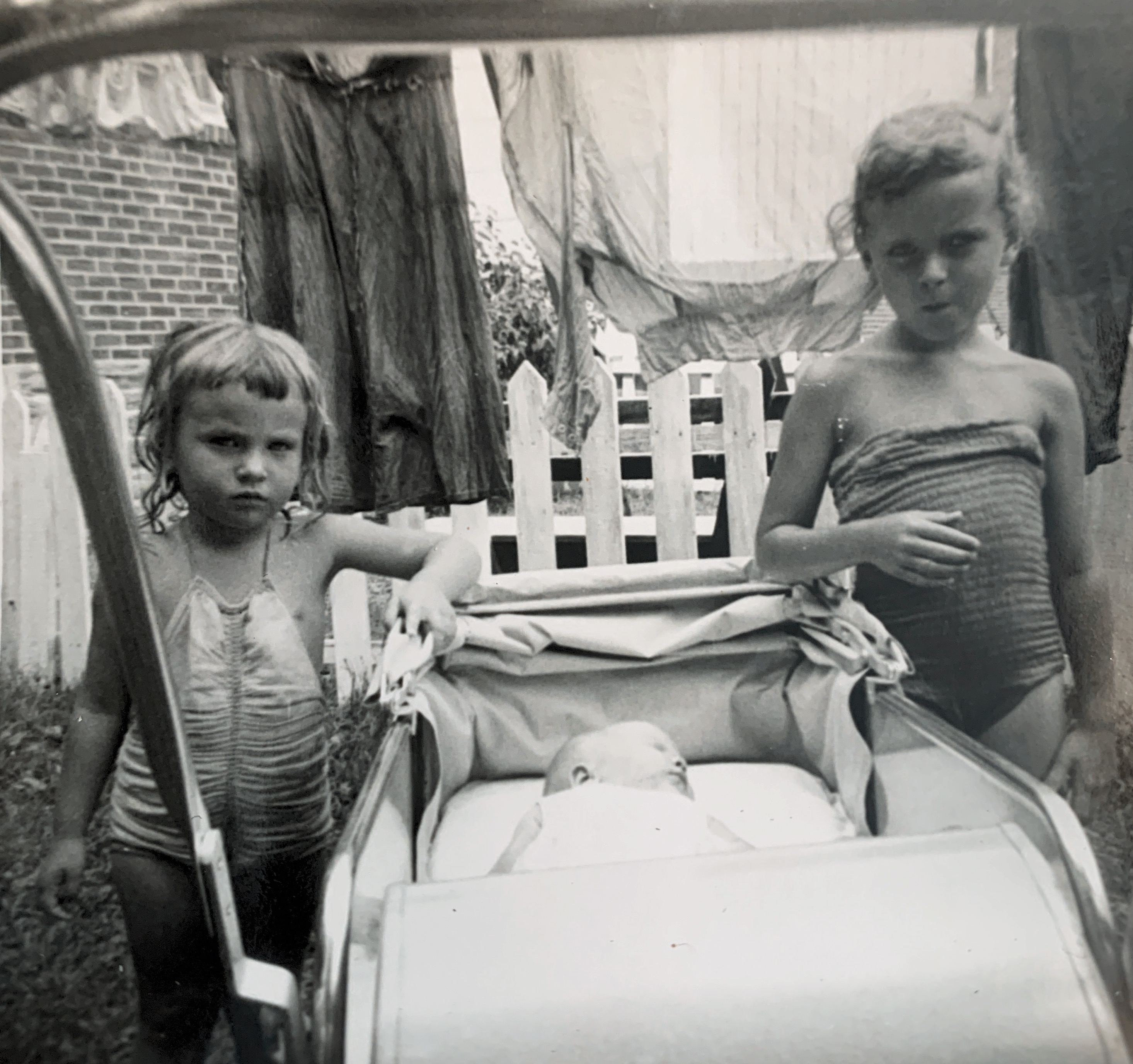 This was taken in July 1955. Karen, Robin, & Kathy.