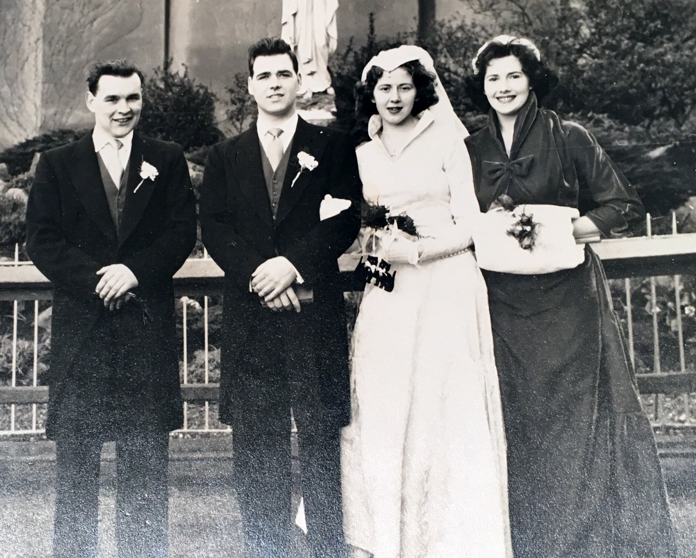 Owen & Joan's wedding day, Dublin 1957.  Still enjoying their life in 2017.  Diamond anniversary at the end of January 