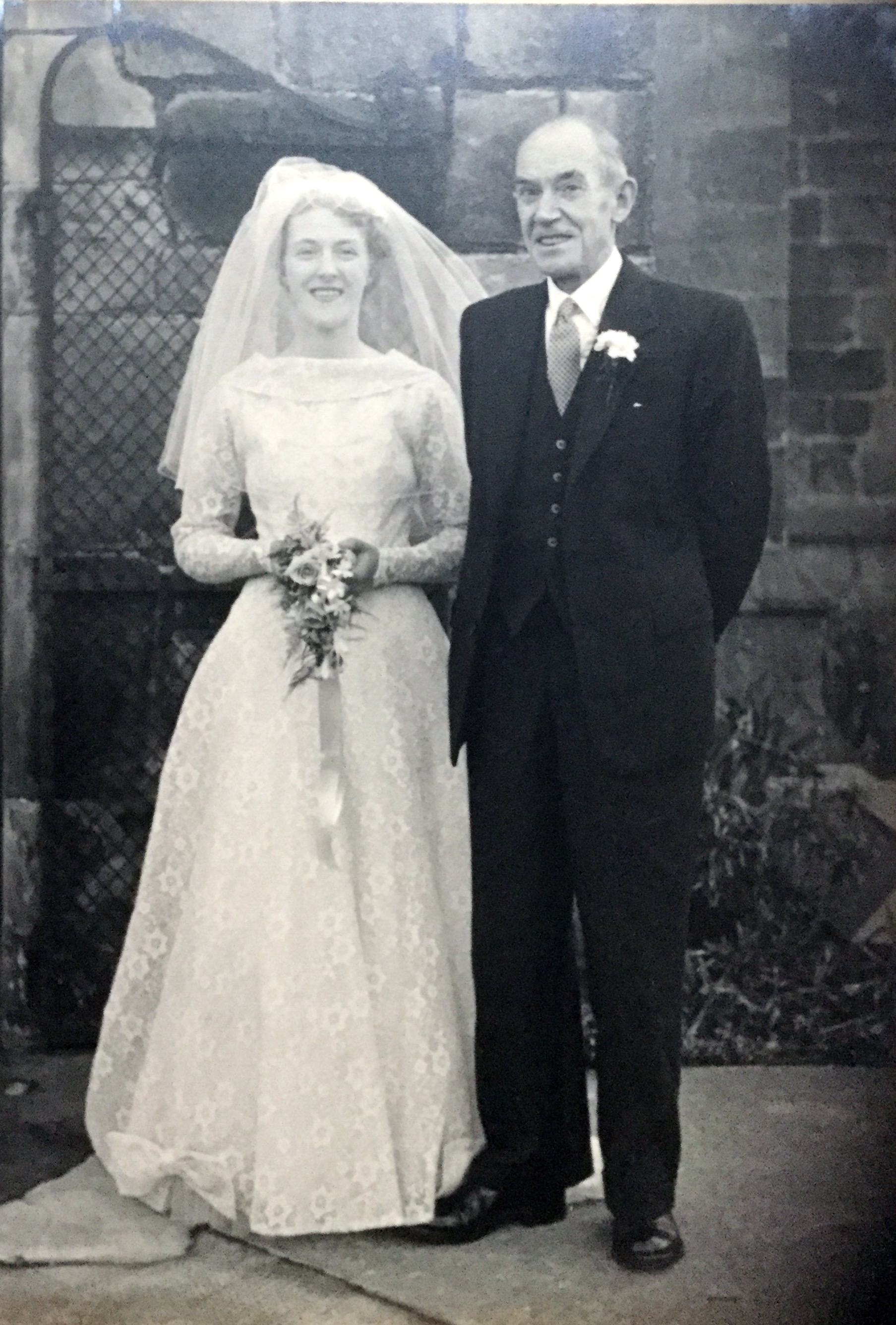 Photo of my late mom with her father on her wedding day on 31st December, 1958.  
