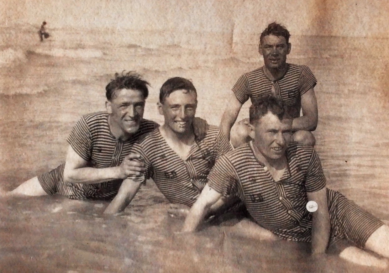 My paternal Grandfather Tom Simpson, 1899-1955, with a group of swimmers. He is at the back of the group.