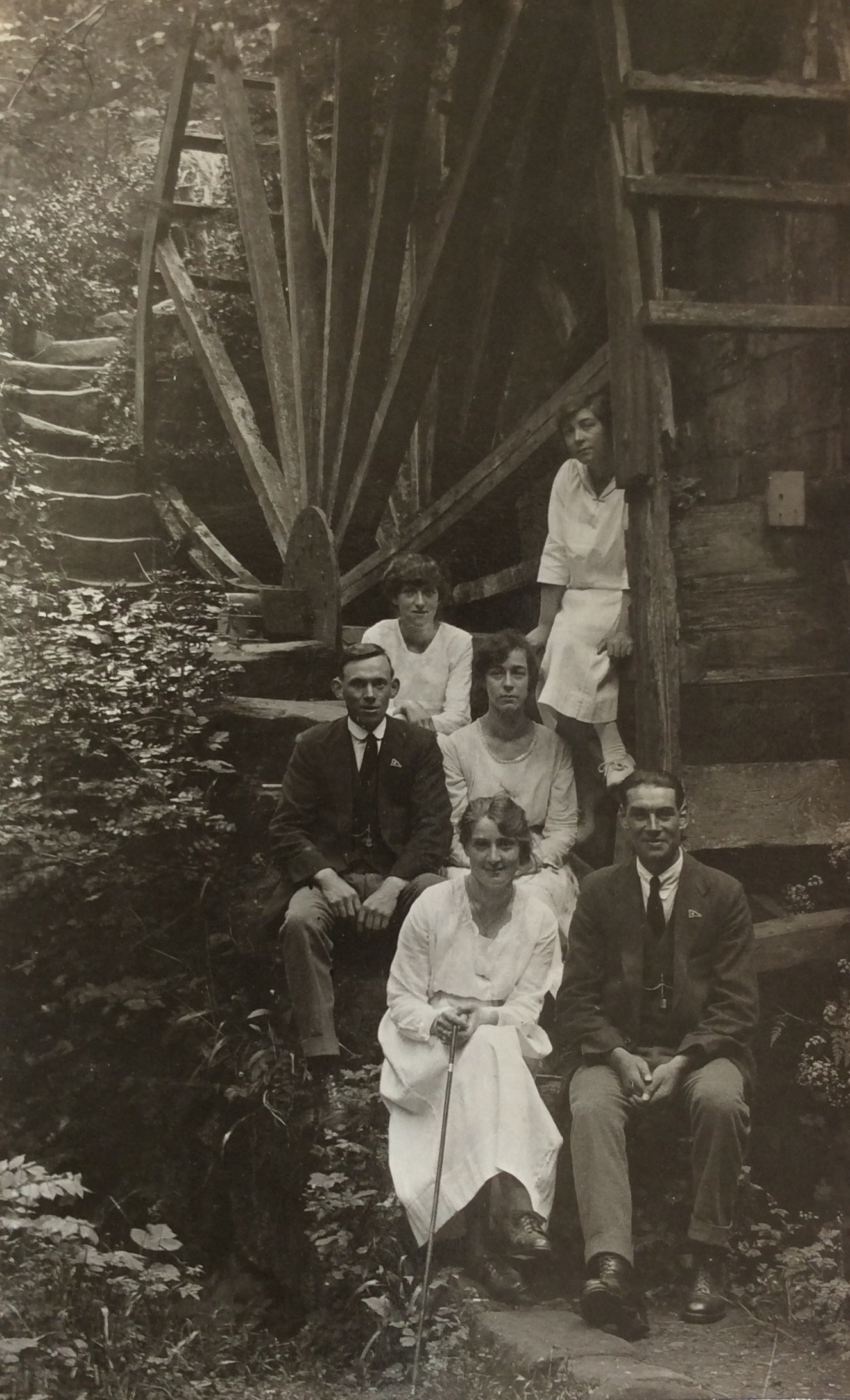 My maternal Grandfather Tom Simpson, (1899-1955), at Rigg Mill near Whitby, England.
Pictured on front row with a group of friends circa 1920.