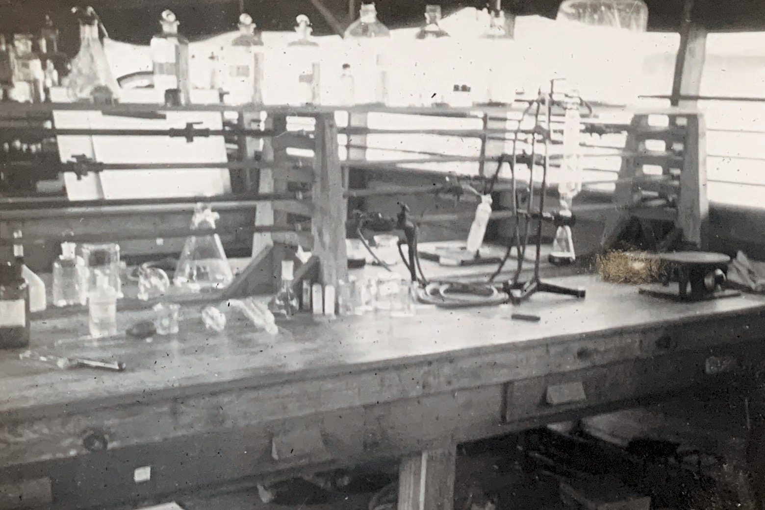 Chemical warfare lab on San José Island in Panama. Sometime after Lt. Larrabee’s arrival, there was no more research but he did have an accidental exposure to the mustard gas. The war had ended in Europe. He spent the war here from the winter of 1945 to 1946.