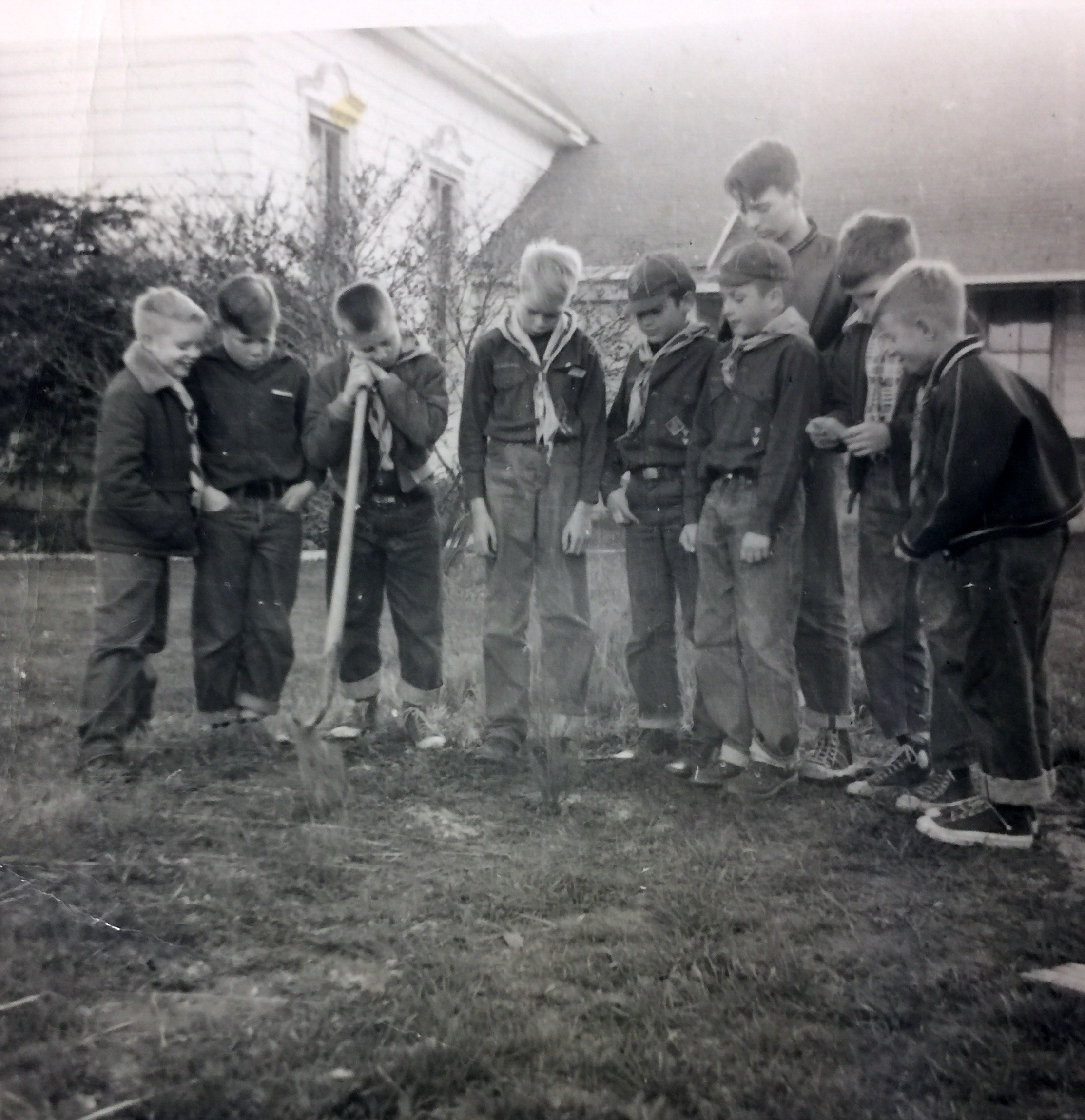 Cub Scouts pack 51. Planting ceremonies at Fairview Church march 10 1954