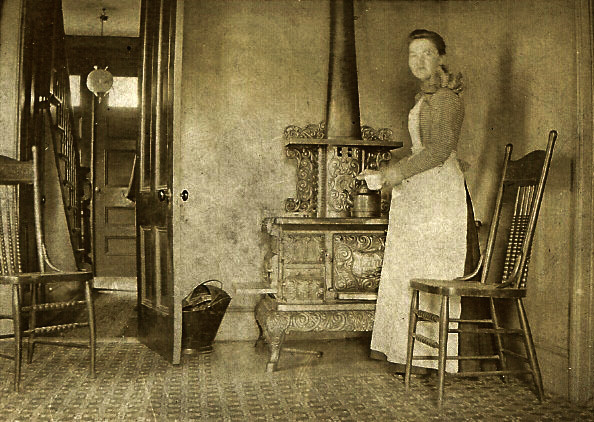 Grandma Christina Jonson Rydell in her  kitchen at 427 Spooner in Plainfield 1898