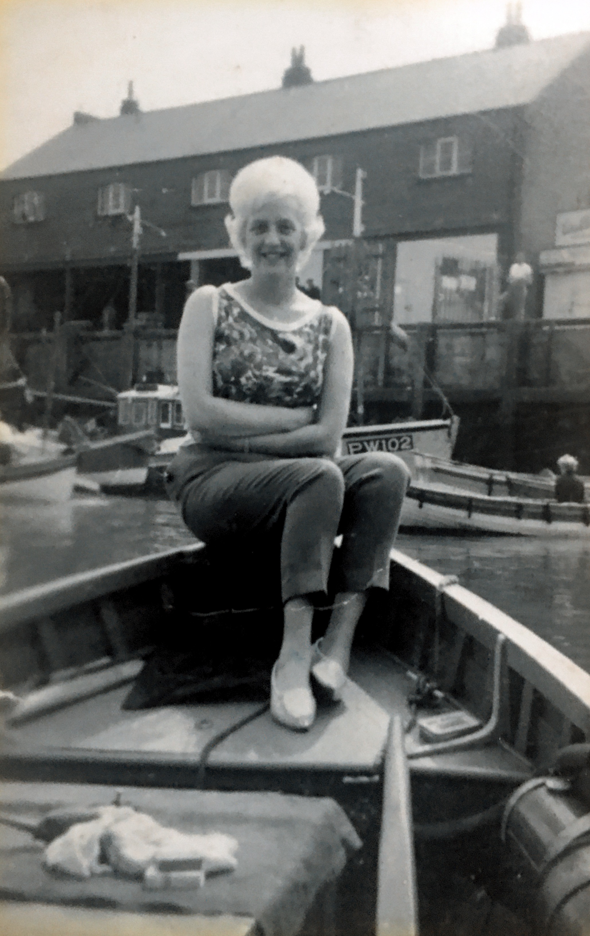 Nan Marie on a boat in Scarborough in 1957
