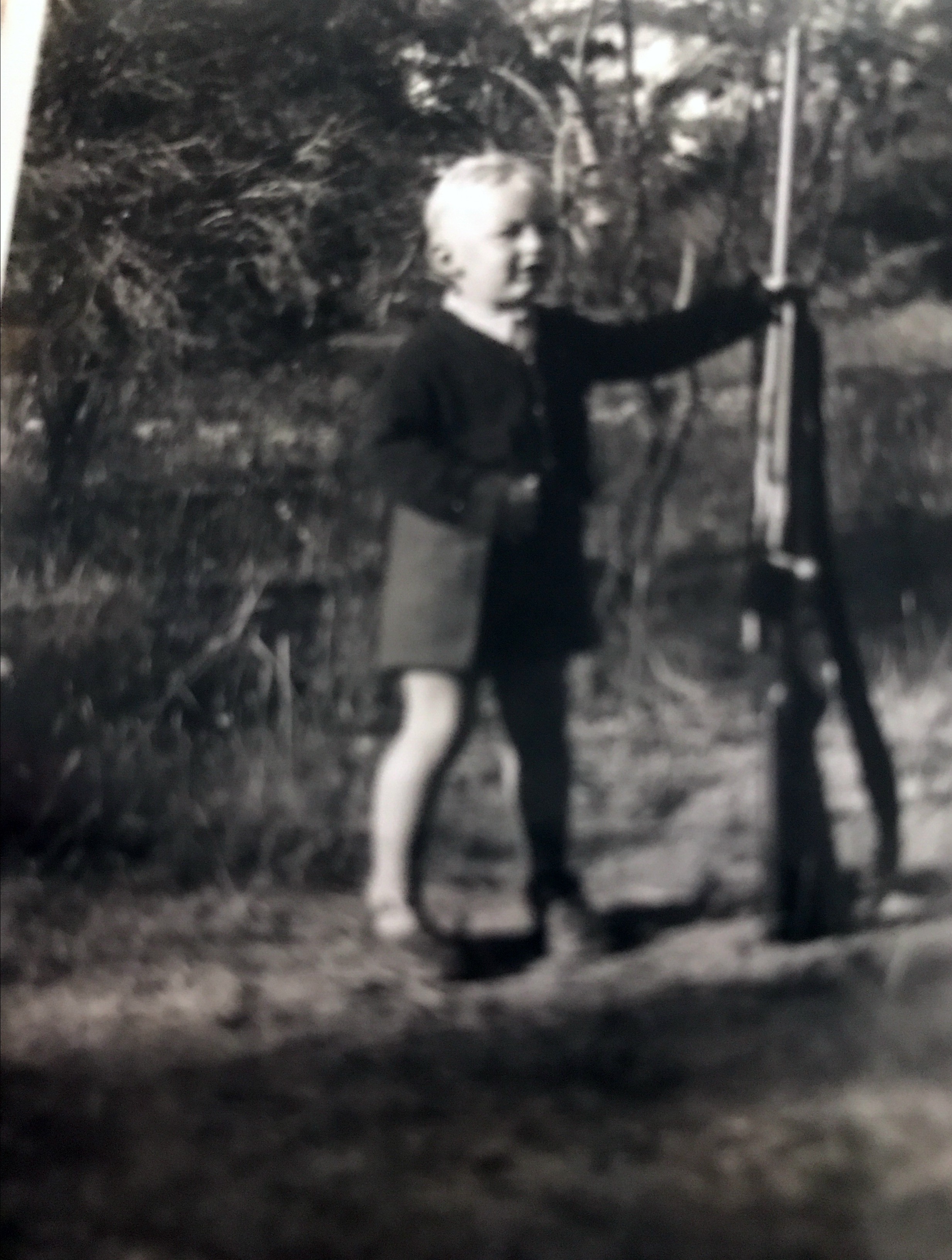 1945. 5 year old learning to shoot in case the Japanese come back. Country wes of Perth.