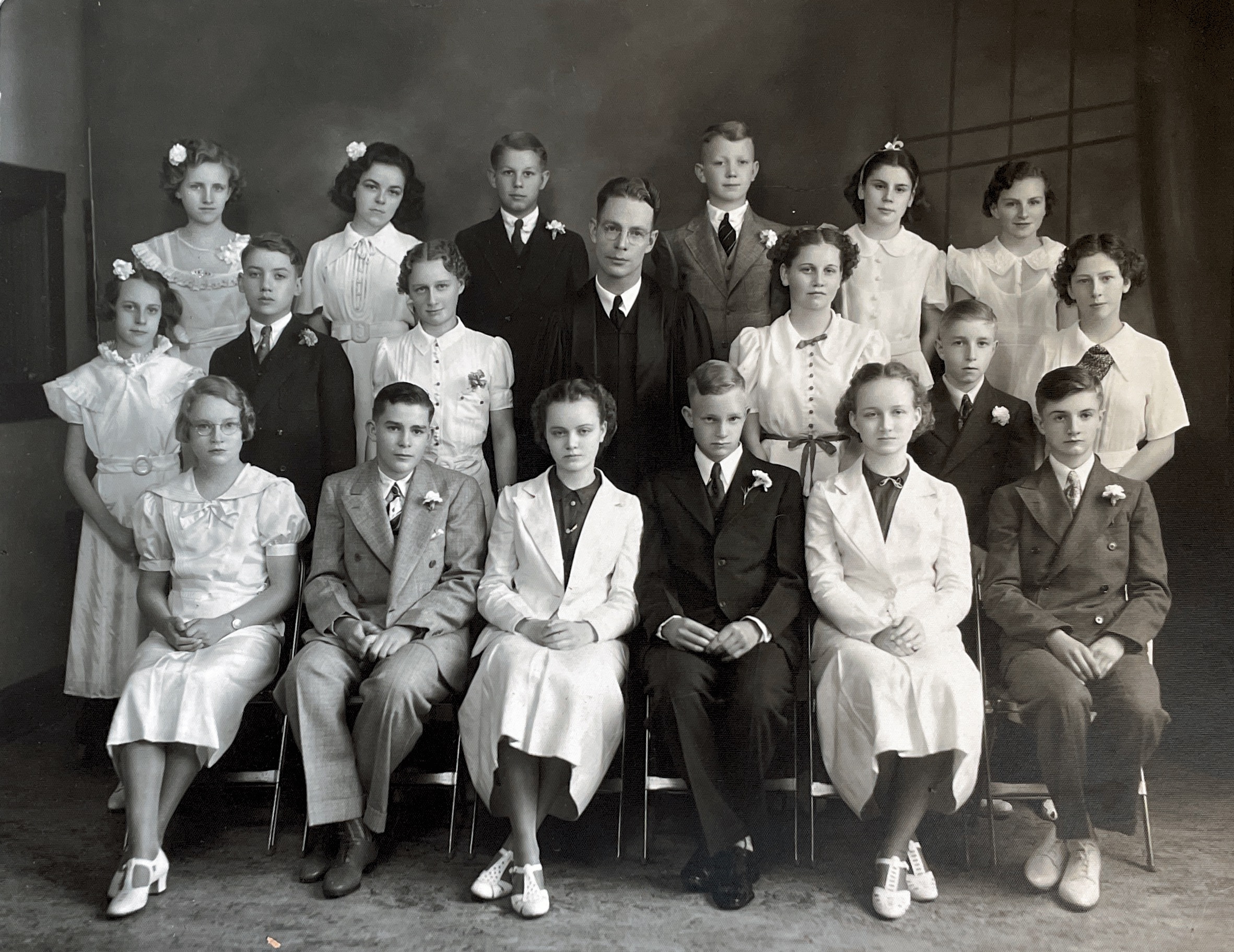 Confirmation class - 1937 ... 
Glenn - back row, third from left
Bruce - middle row, second from left