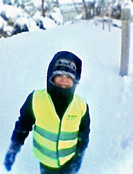 Me and Benny going for a snowy walk 2010