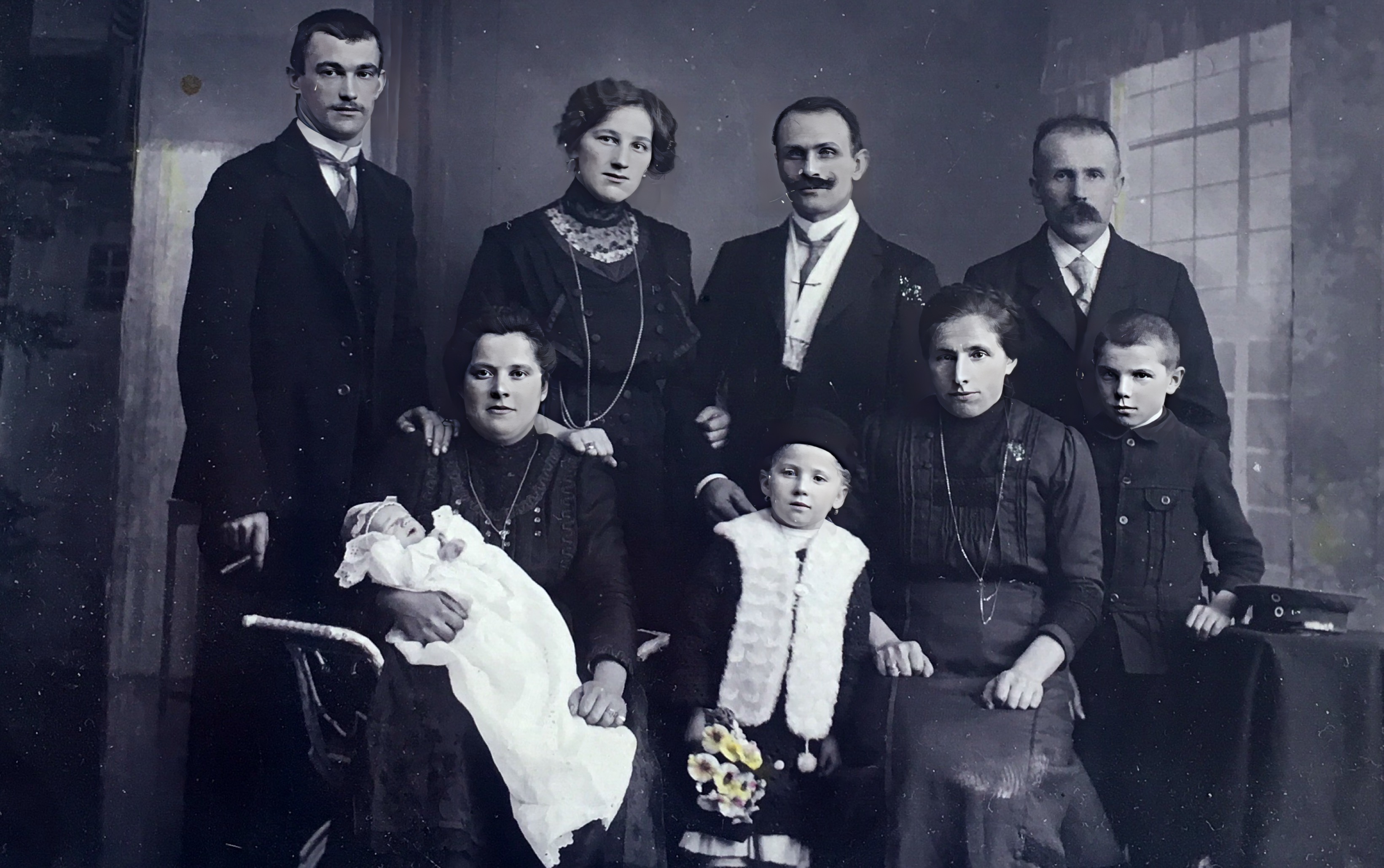 Bryllupsbillede pinsen 1914 ( brudeparret mine farforældre i midten)