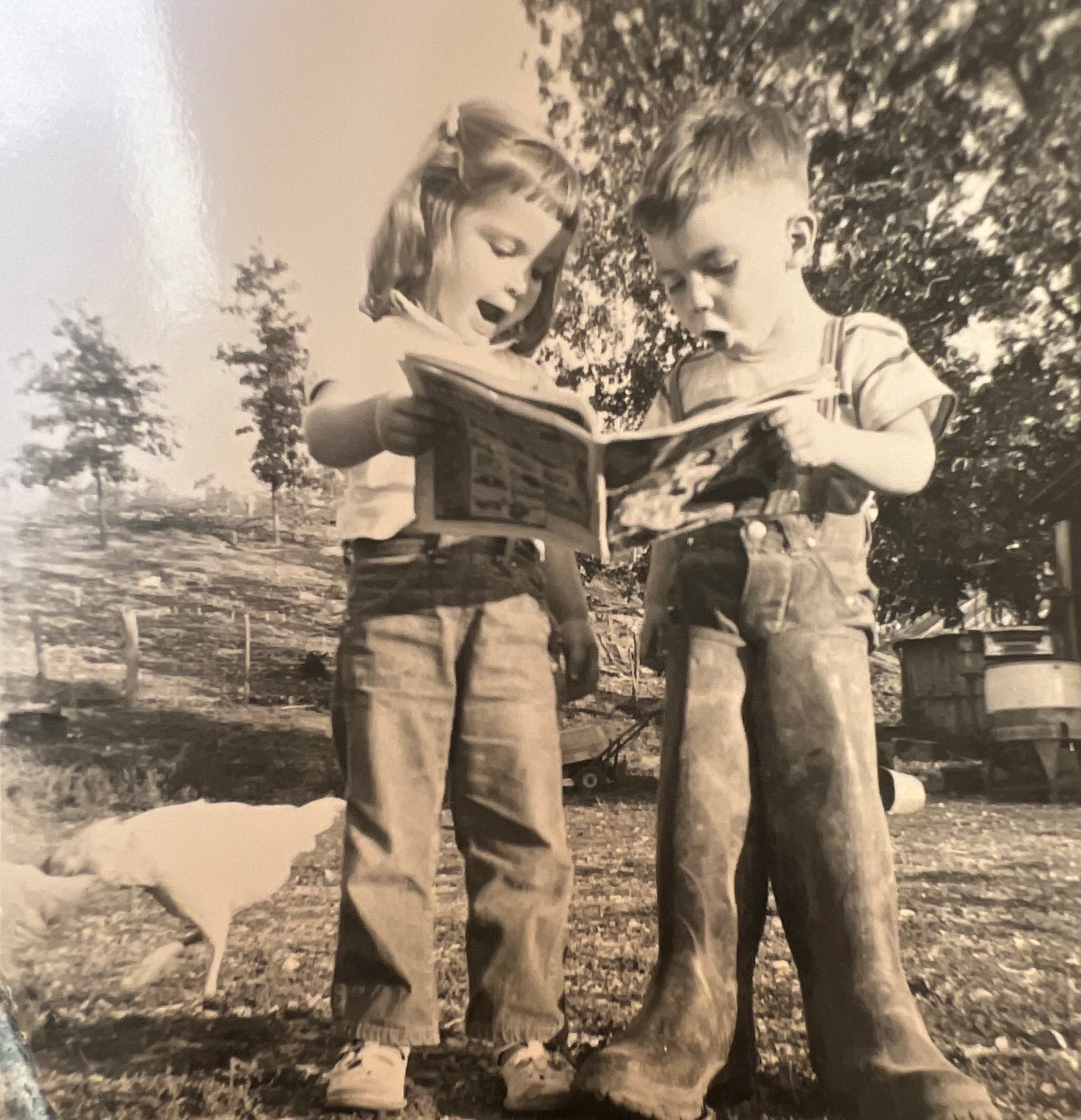 Those boots! Amelia and Leo singing.  Taken around 1955. 