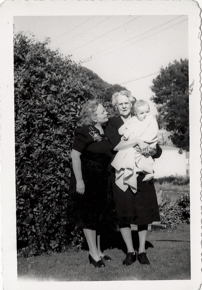 My grandma as a baby with her grandmother and great-grandmother, 1947.