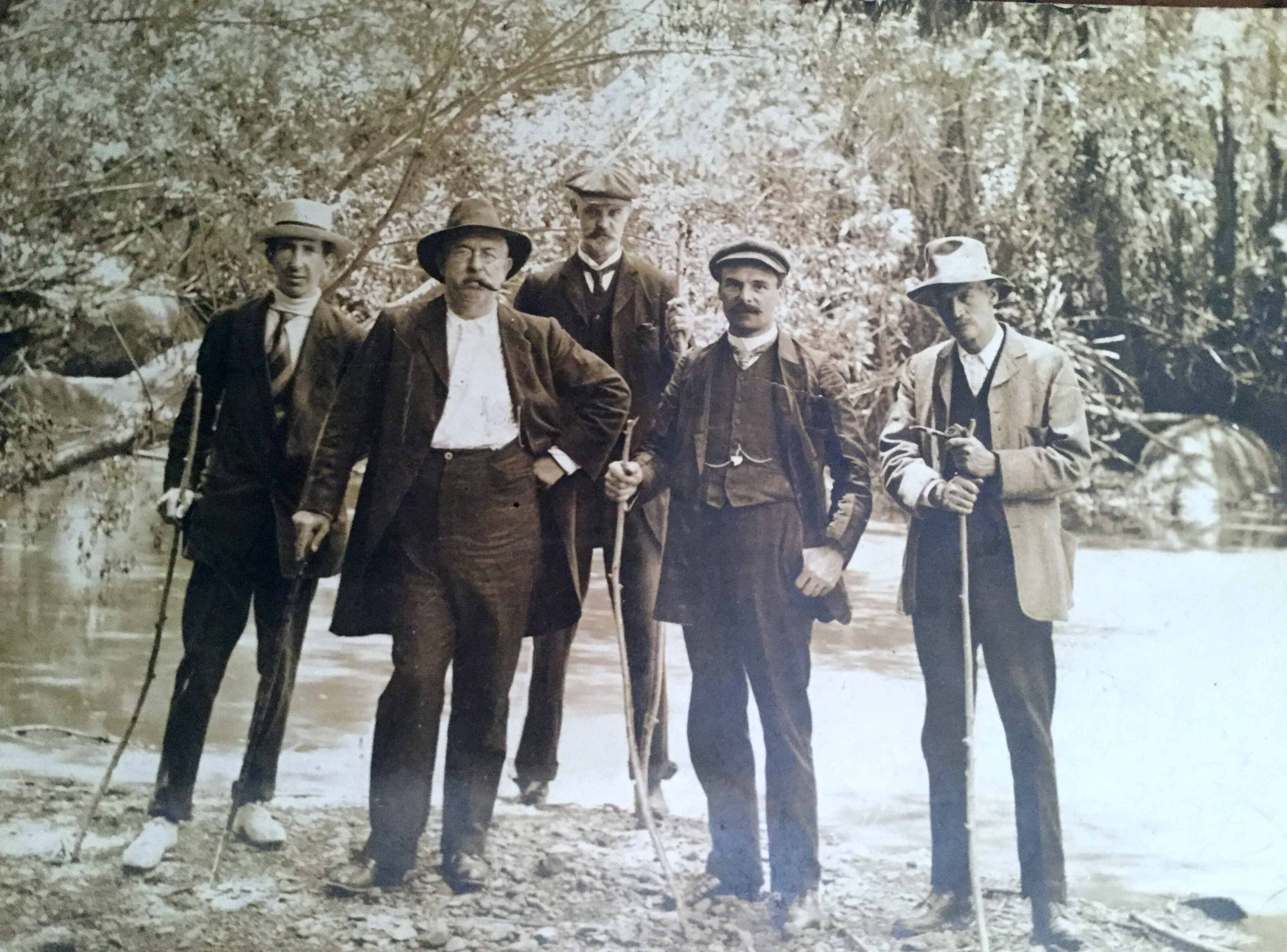Bushwalking 1905 style- comp,tee with cigar