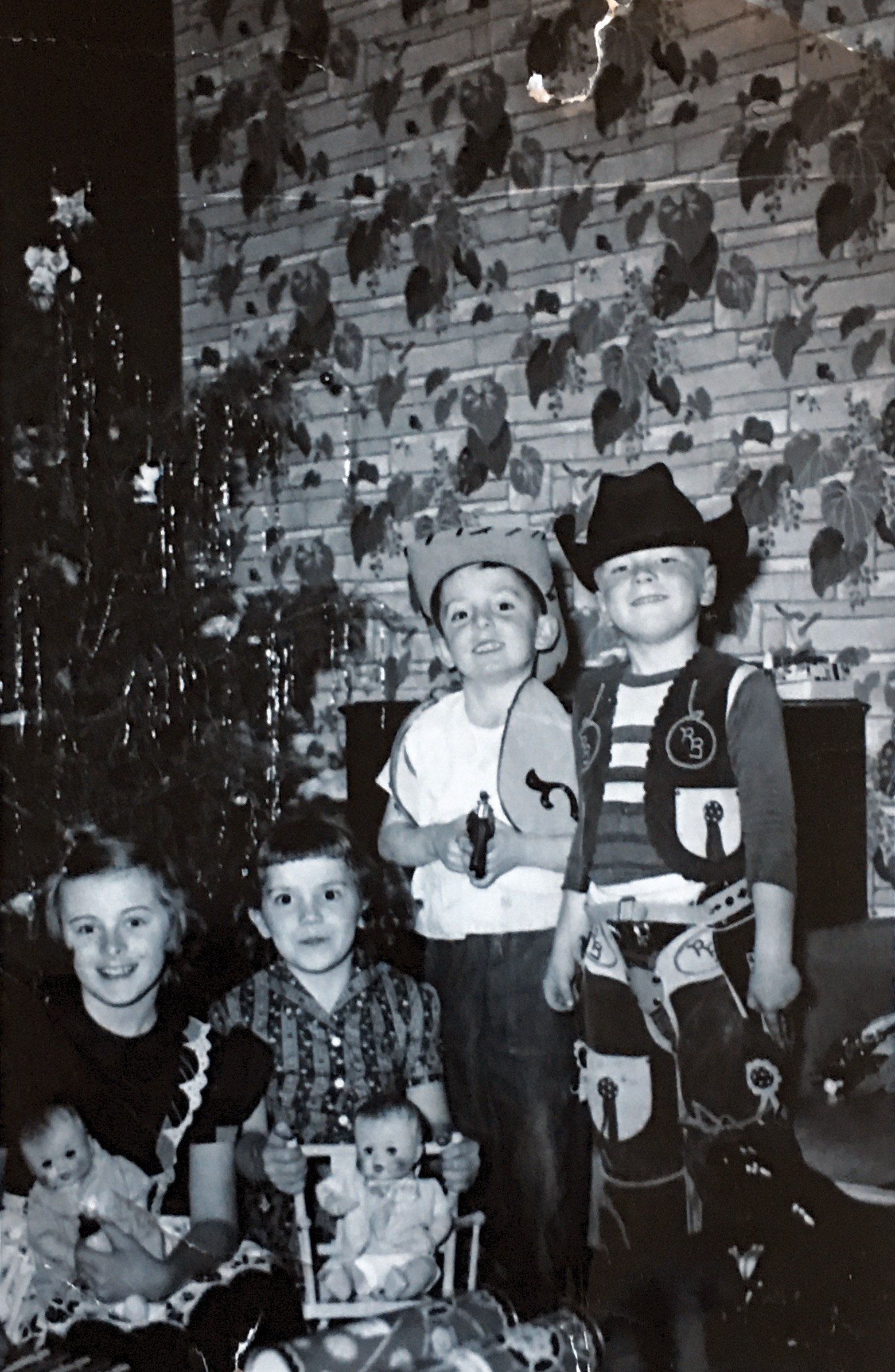 Christmas about 1953 Ann, me, Bobby and  Johnny ❤️