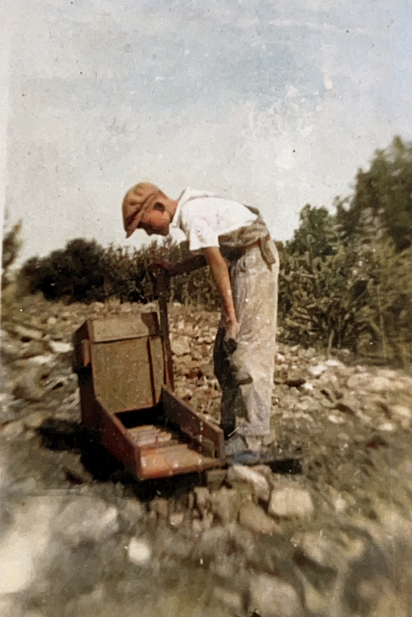 Donald Swisher operating a rocker to get out gold in Taos, New Mexico.  1936