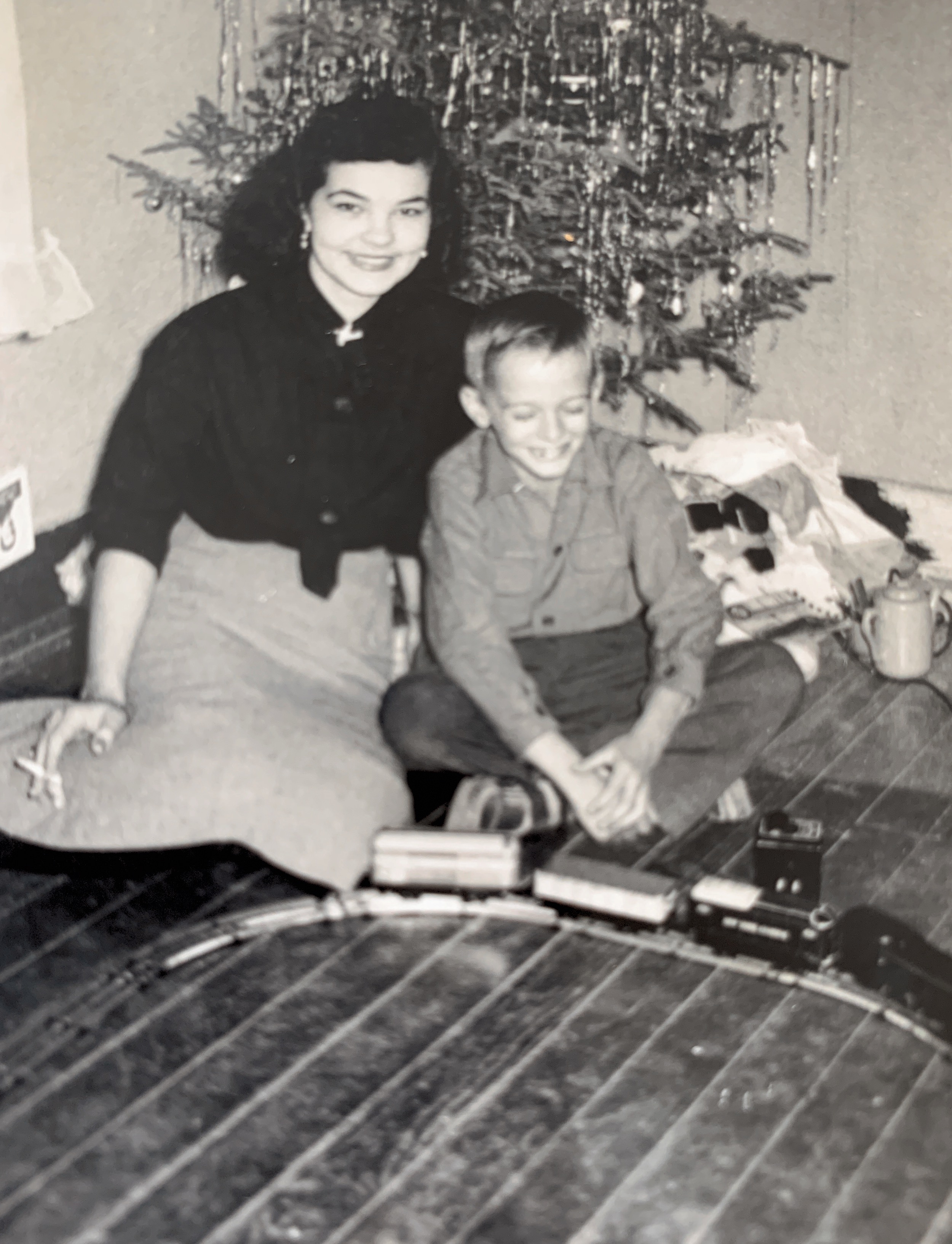 Christmas Mom and Rick, 1954