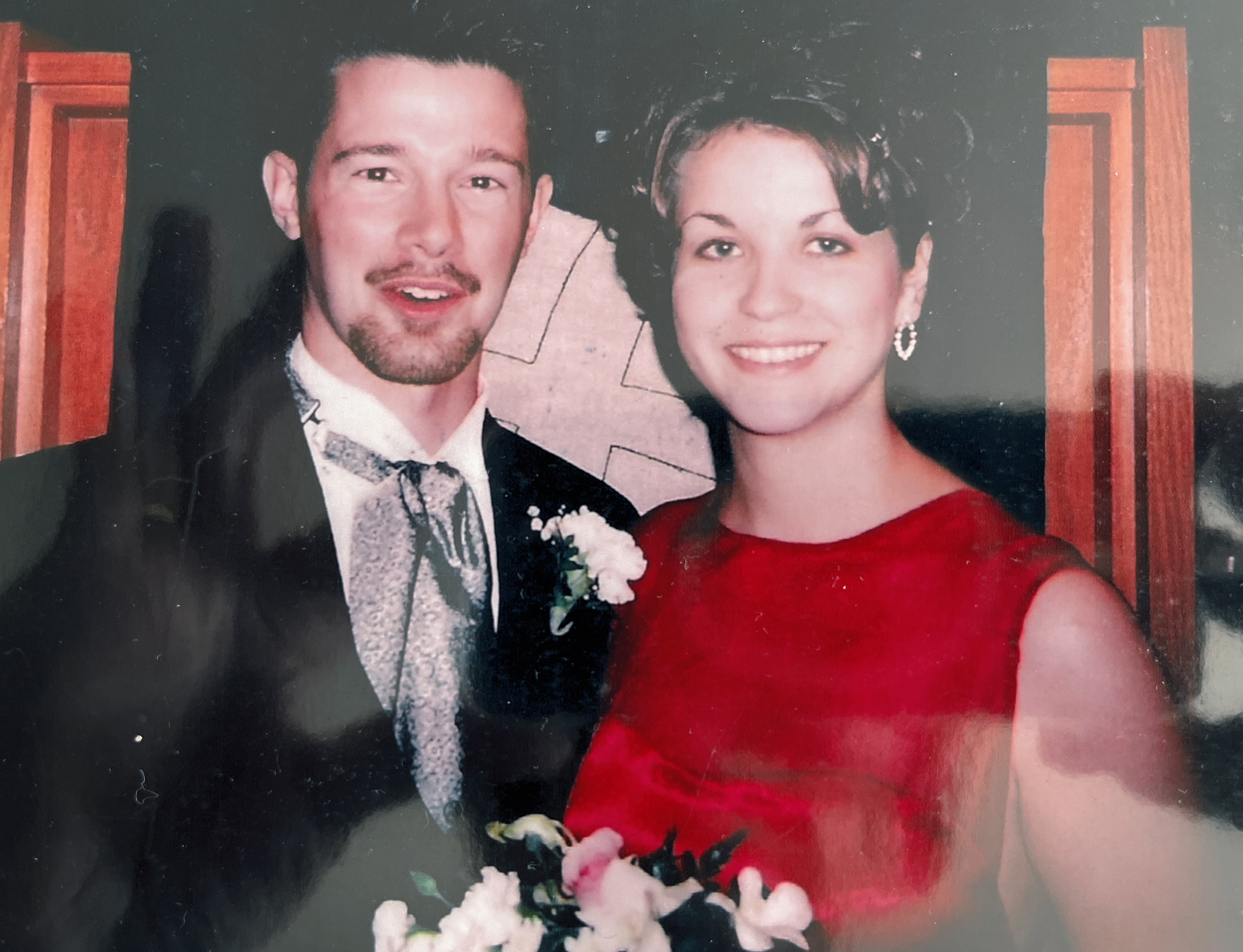 Kimberly and Bryce Hartnell 2002 or 2003 attending a friend’s wedding. Kim was maid of honour.