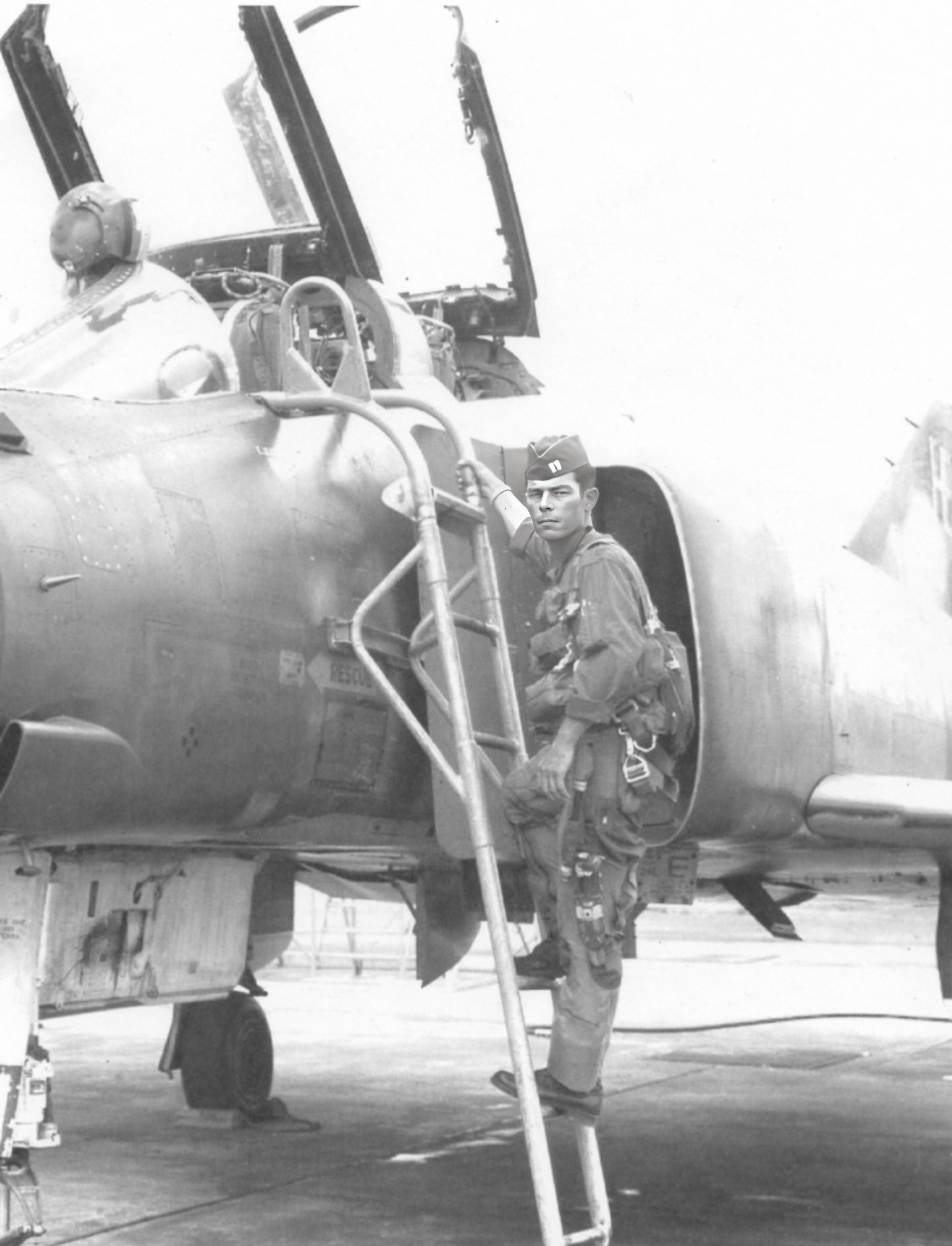 Captain John “Johnny” Harry Romero II, climbing into his Phantom 2. Photo courtesy of John Romero III. Capt. Romero, a decorated pilot, was lost to the Bermuda Triangle in 1971.