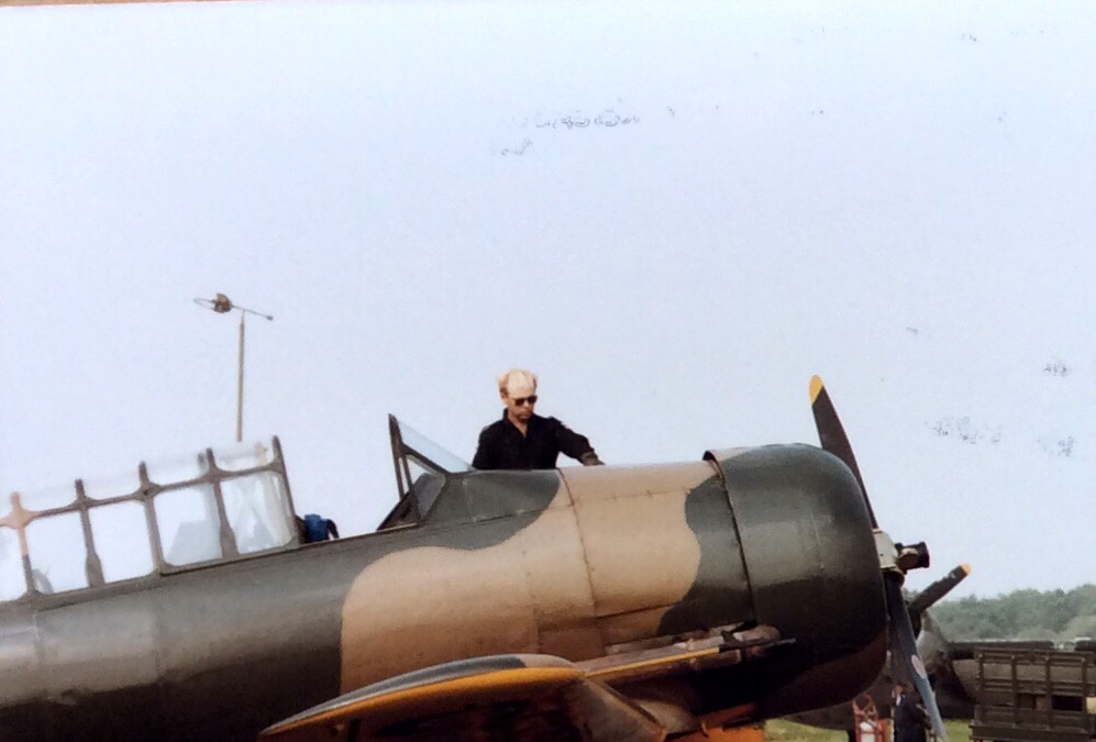 Gary Numan with his Harvard at Wethersfield Air Pageant in 1984