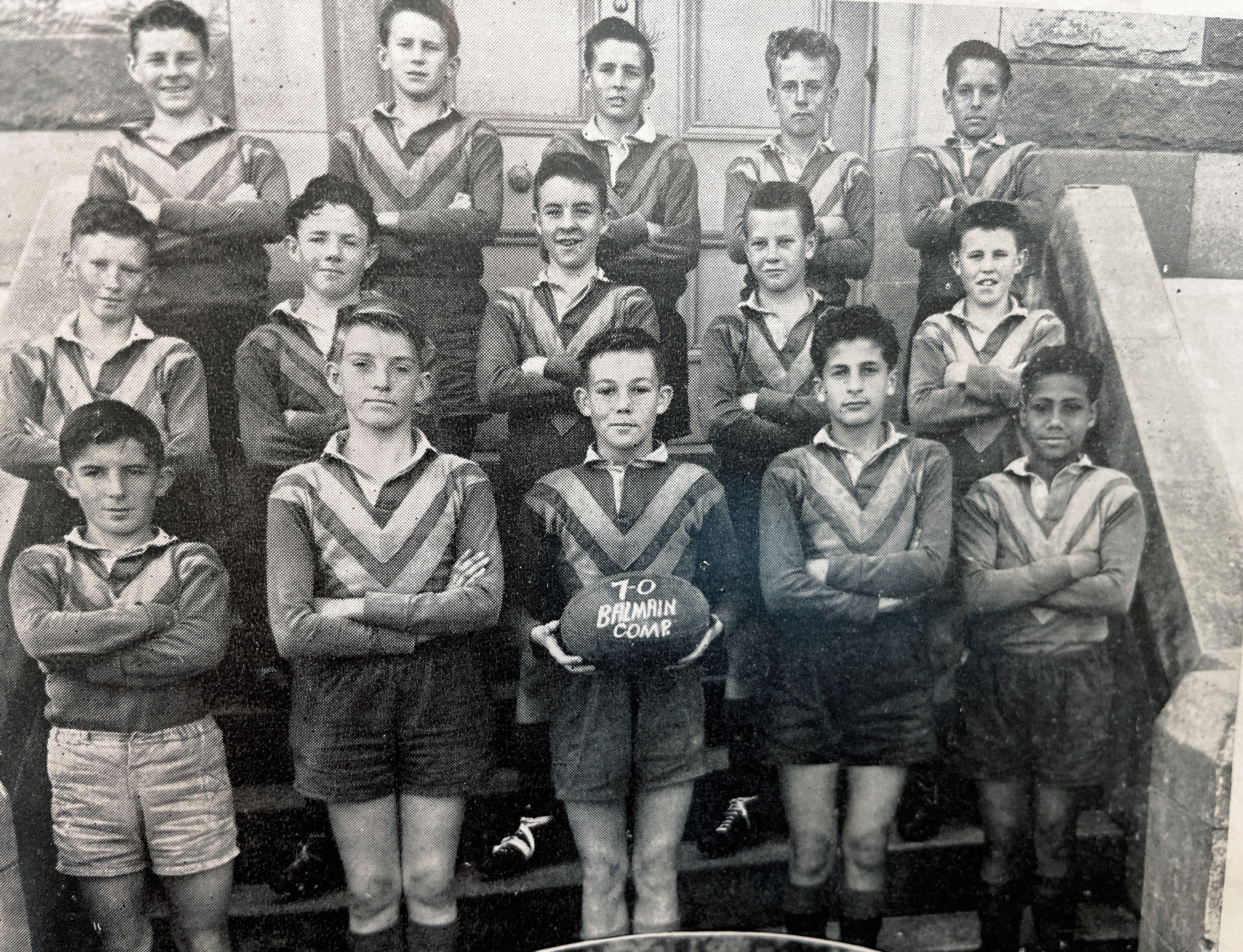 1960 Holy Cross Rugby League team. Bill Reinhardt bottom right