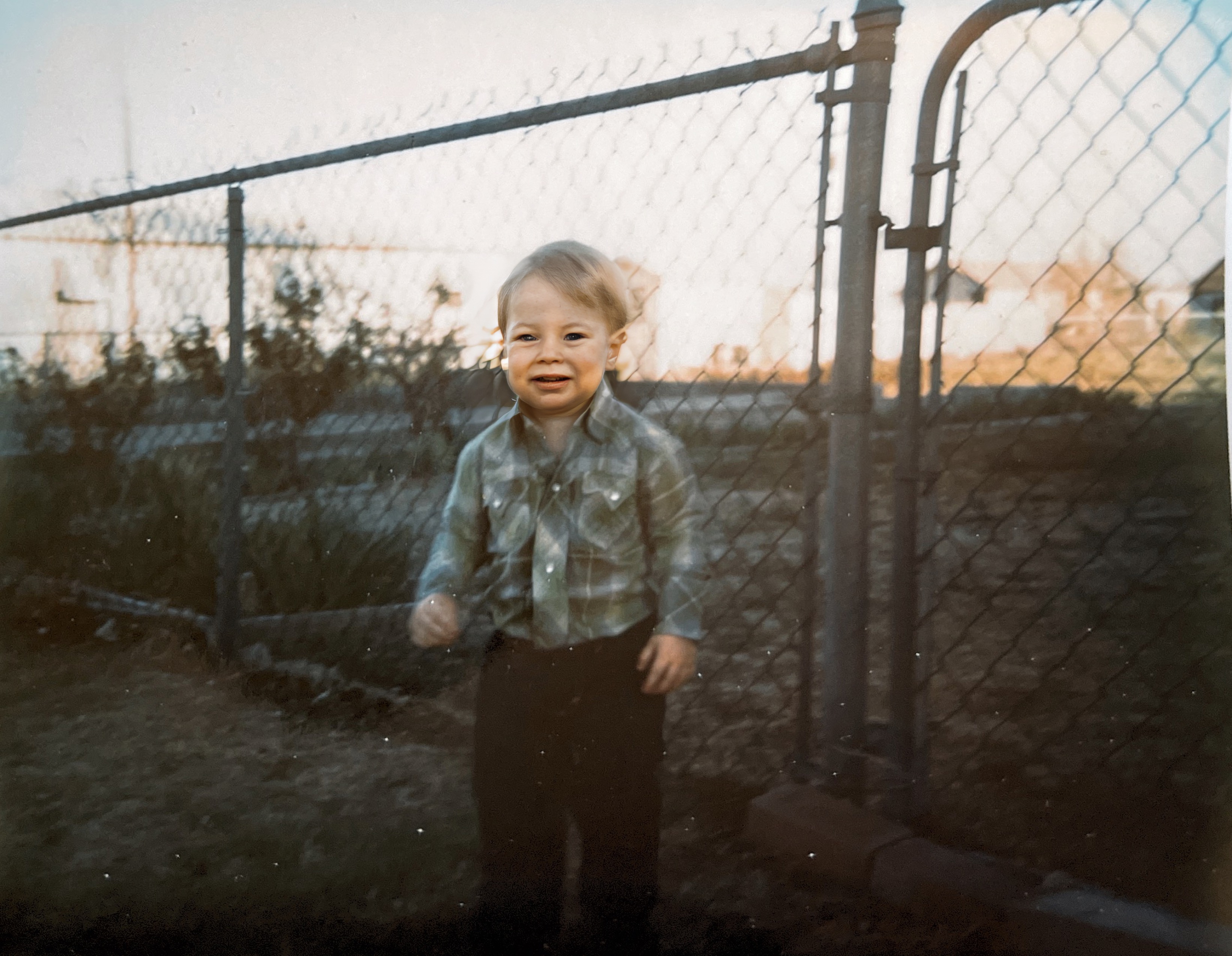 David Martin Pringle 1969 at Eunice,NM. His first pair of jeans, shirt and cowboy boots.