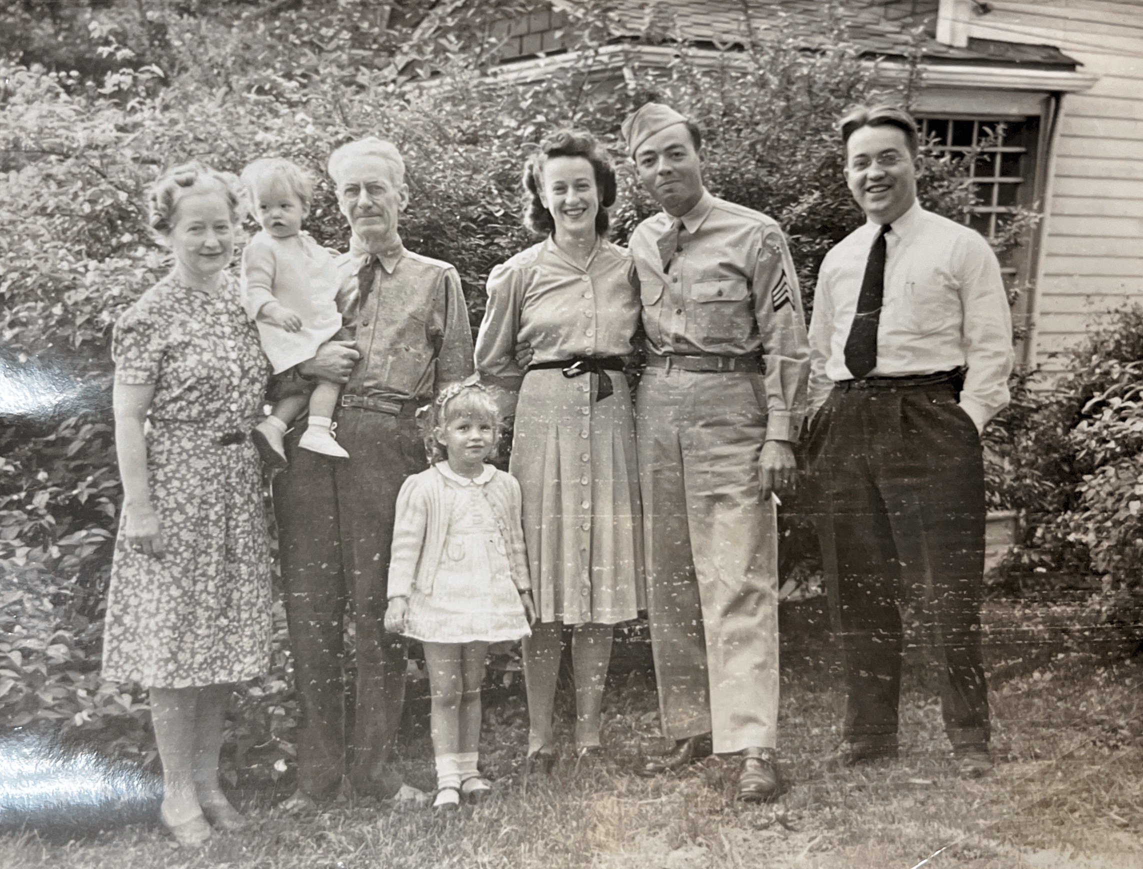 Mother, Dad, Jimmy, Jerre V & the Willms girls. June 1943