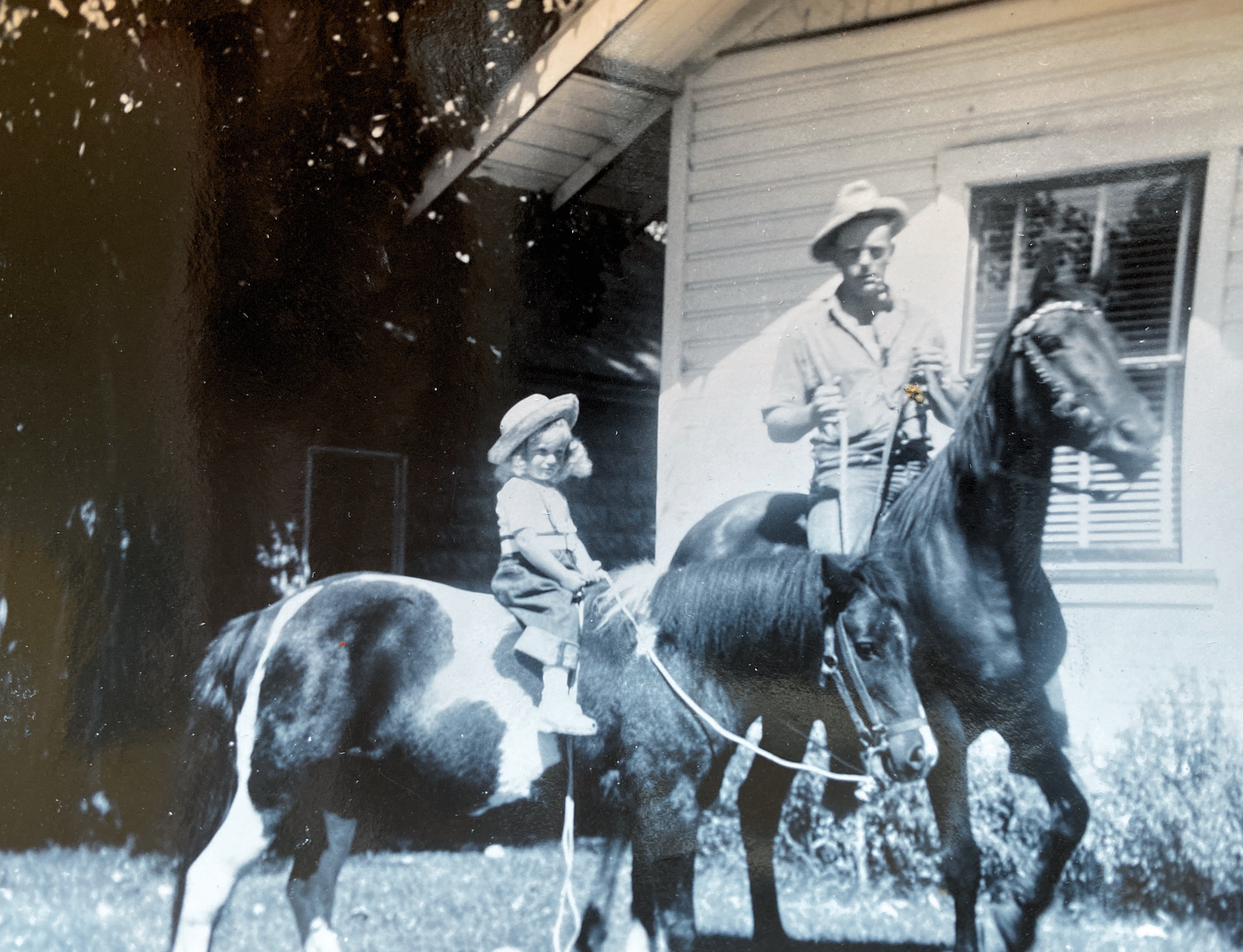 My dad and I maybe around 3yrs of age. The pony , Buster was my dad’s as a boy. Pony lived to a ripe old age. Photo probably around 1947.