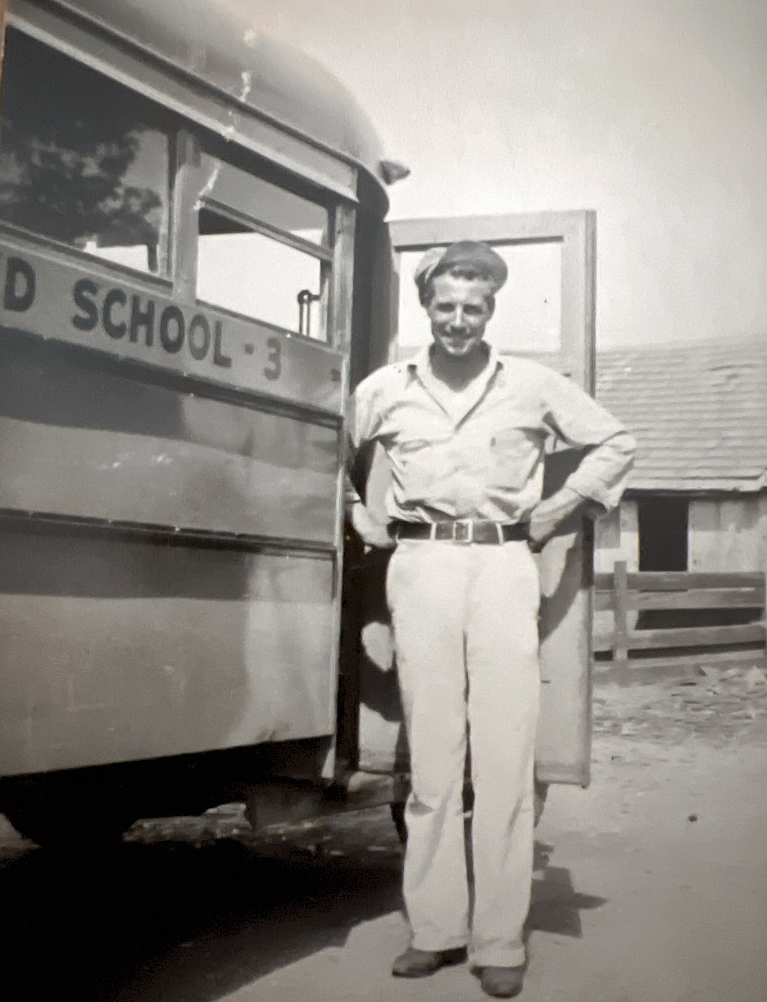 My Dad, school bus driver in 1944. Roger Robert Griffith Sr.