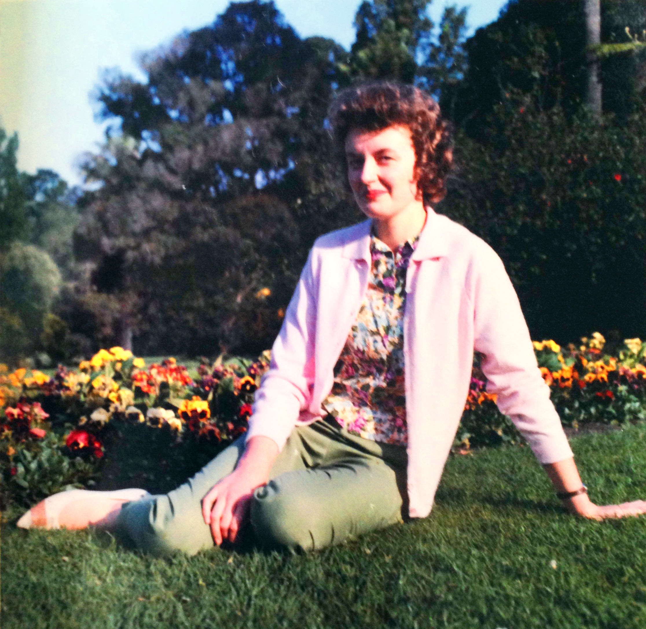 Mum in gardens (Melbourne Botanical?) - September 1963