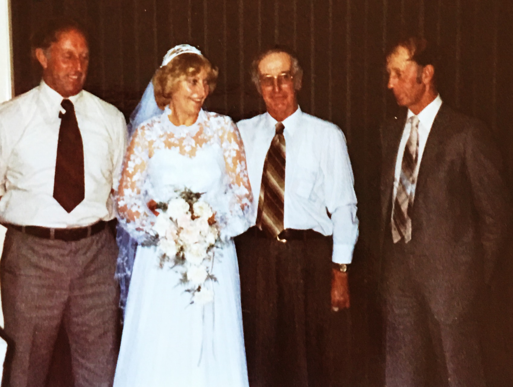 Wendy’s wedding 1981 February with l -R Uncle Tom,uncle Kevin,uncle Bevin..