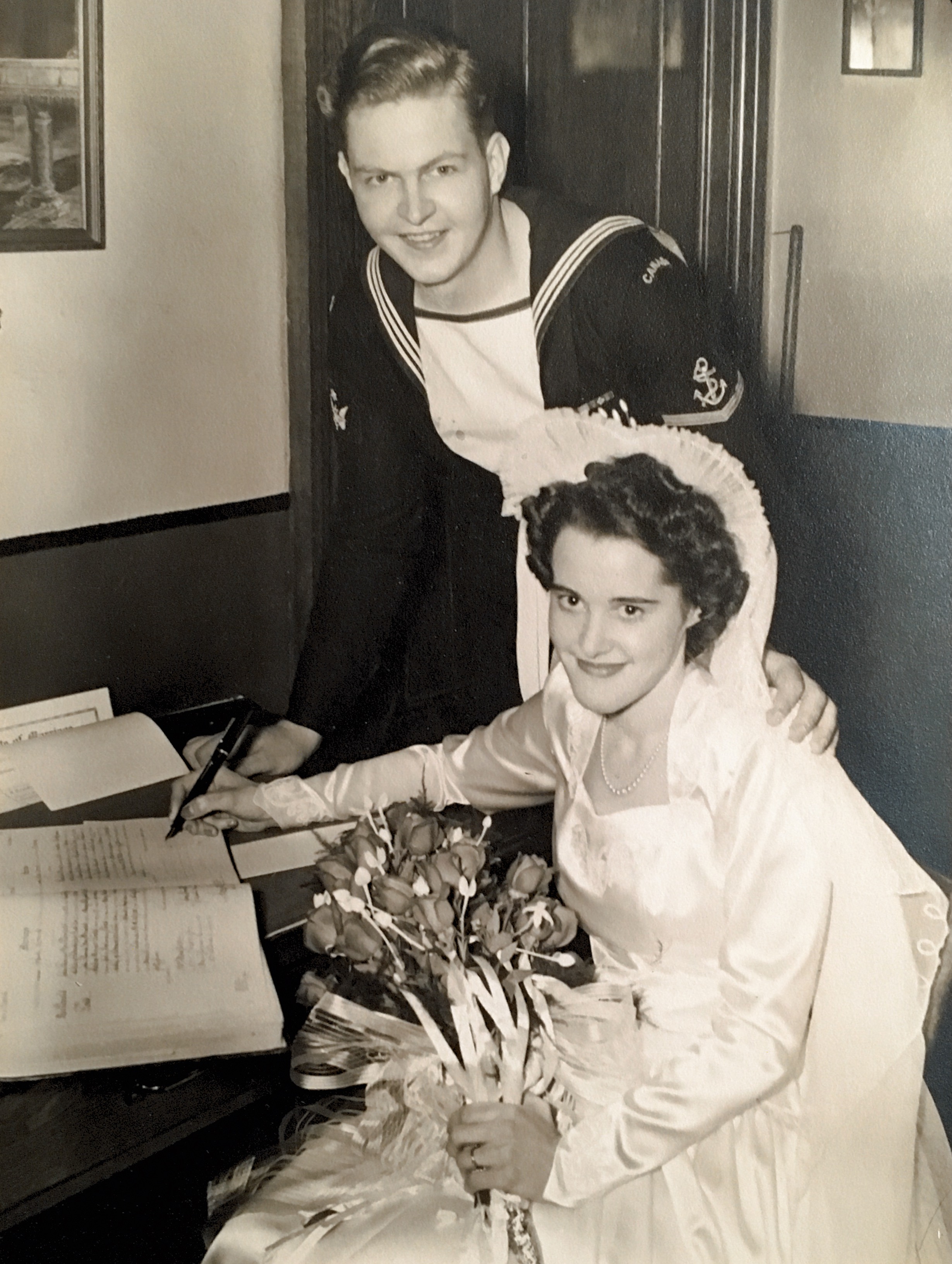 RCN, Seaman, Donald J. Murray and Doris L. Quenelle, Wedding Day , May. 1945.