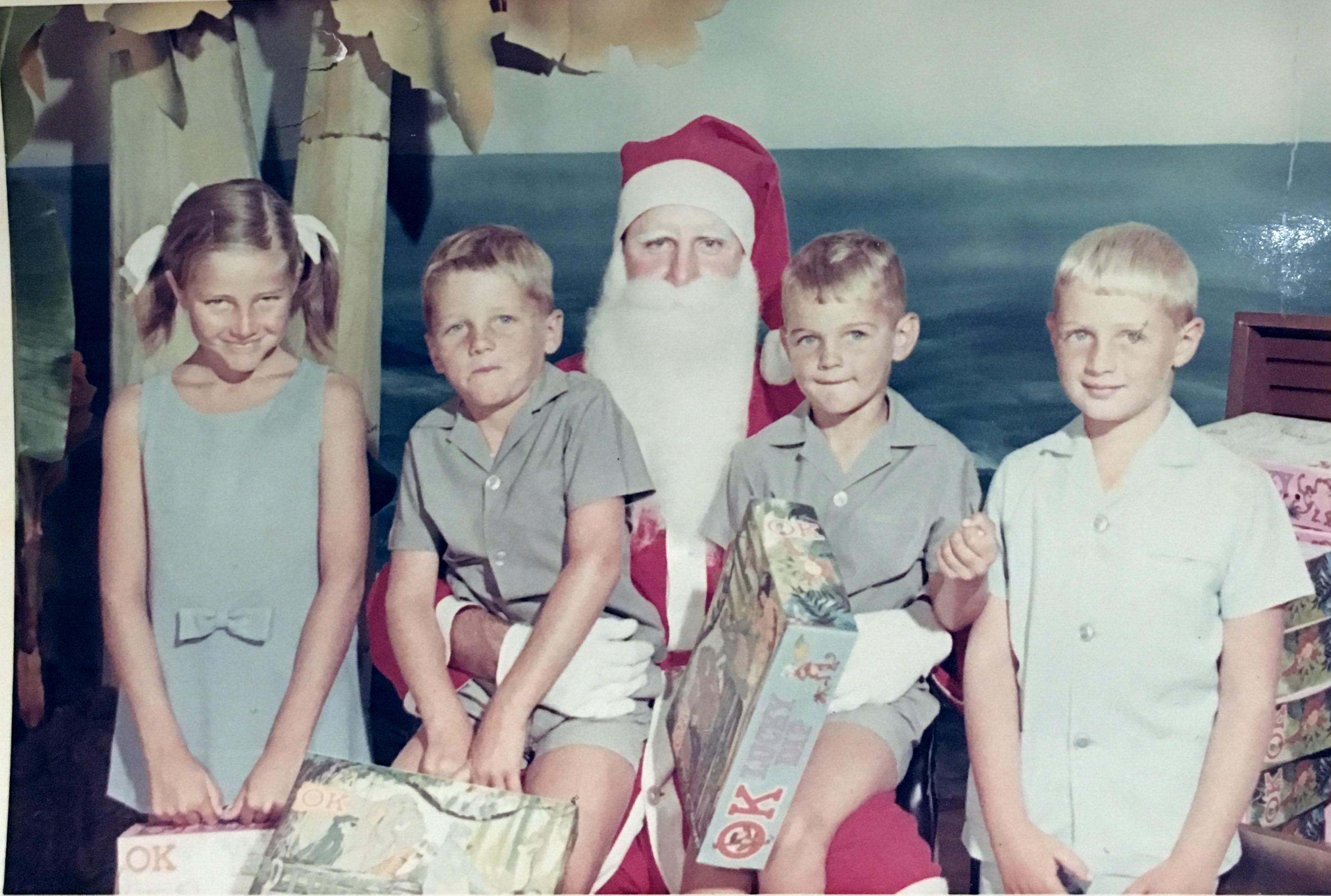 Avril, Michael, Calvin, Darren visiting Santa  1967